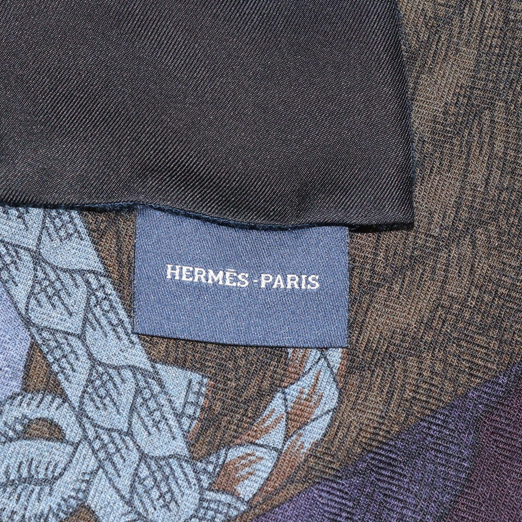 Hermes Multicolor Brides de Gala, Zebra Pegasus & Della Cavalleria Print Crystal Reversible Shawl Womens Hermes