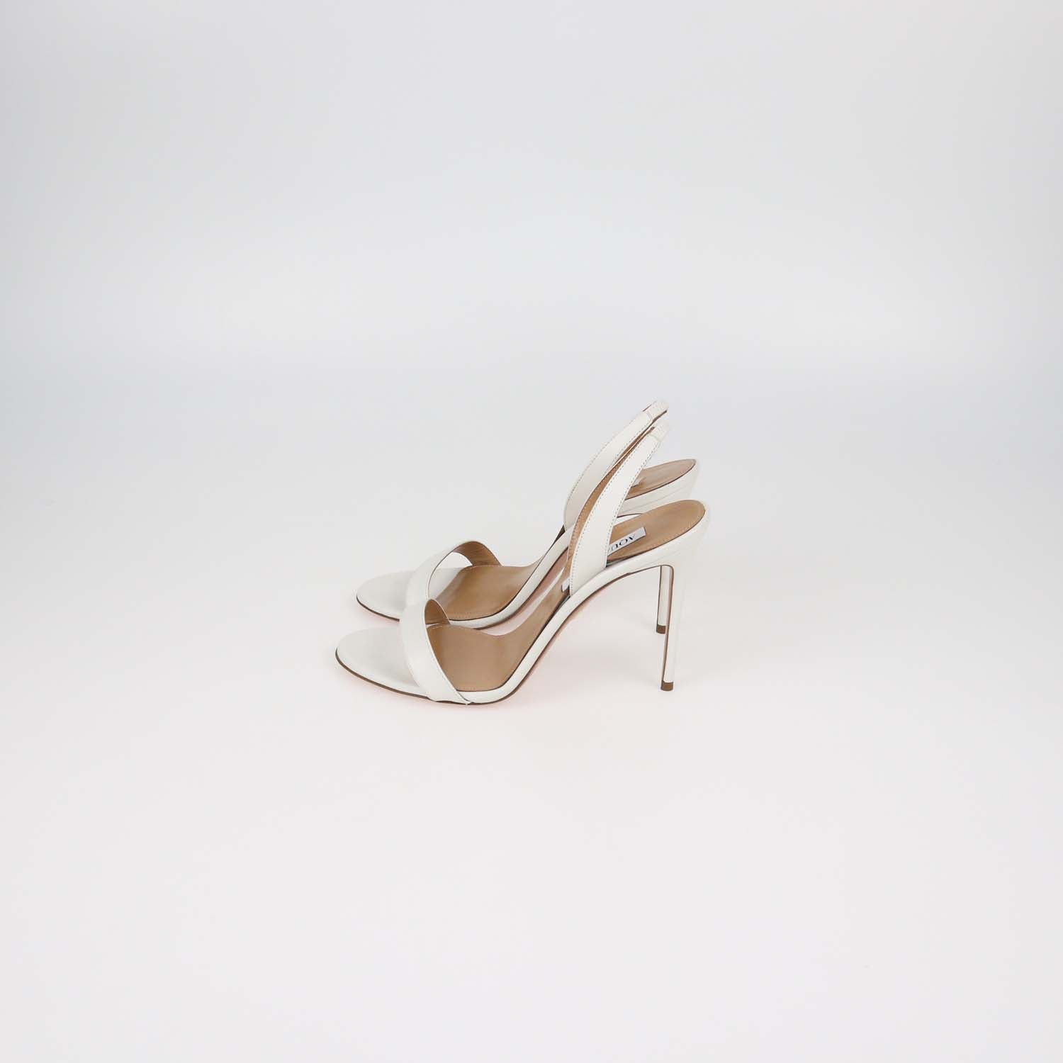 Aquazzura White Leather So Nude Sandals