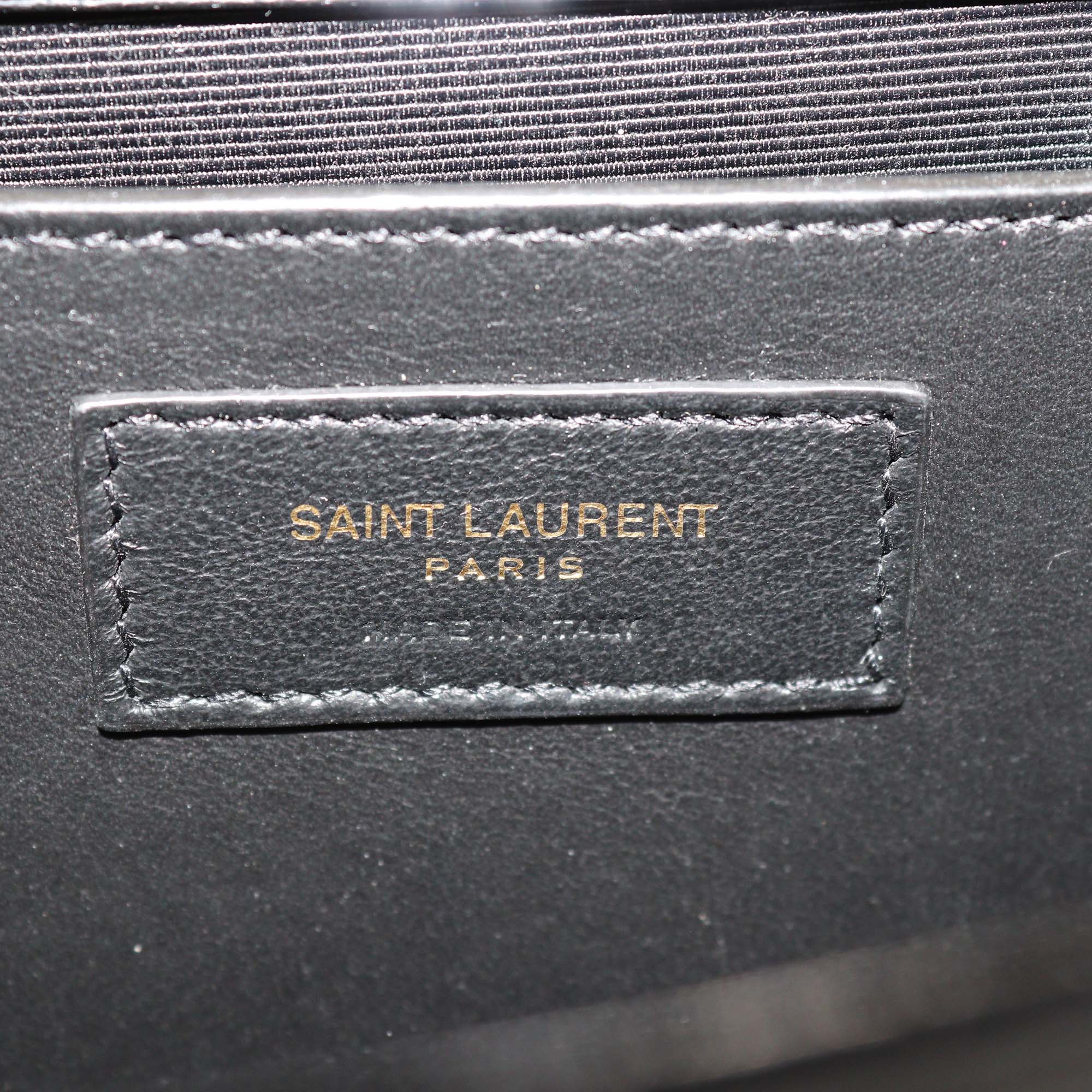 Saint Laurent Black Croc Embossed Leather New Small Kate Tassel Shoulder Bag