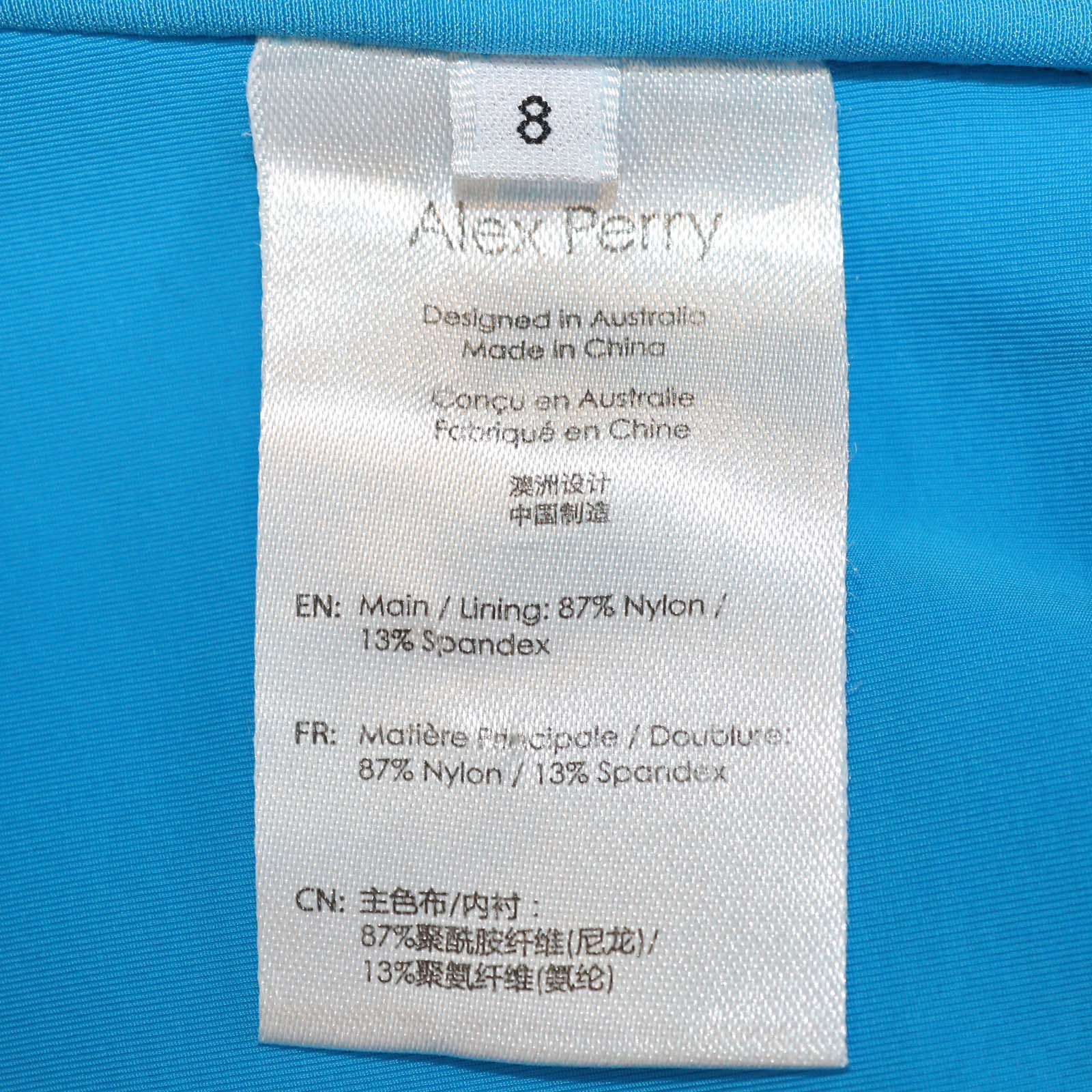 Alex Perry Blue Ruched Strapless Midi Dress