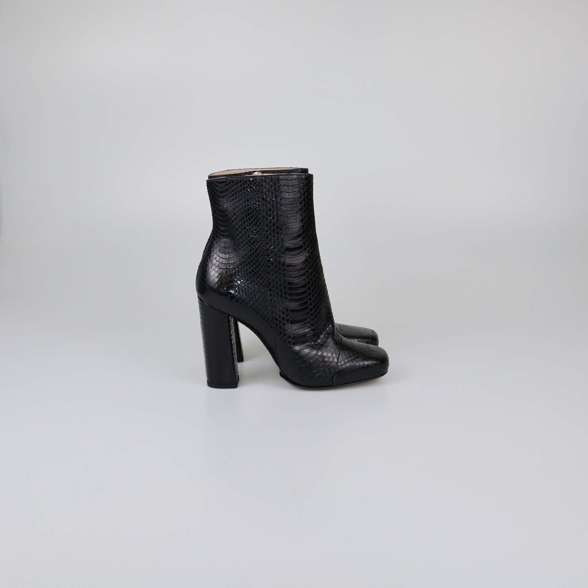 Dries Van Noten Black Python Heel Booties Womens Dries Van Noten