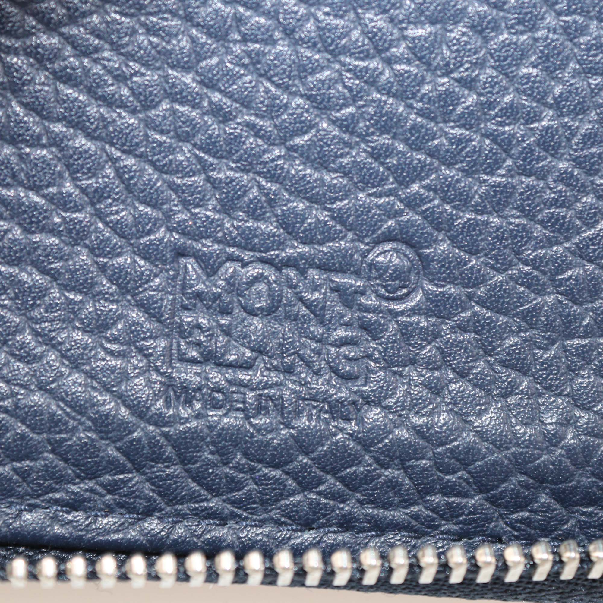 Montblanc Navy Blue Leather Meisterstuck Zip Around Compact Wallet