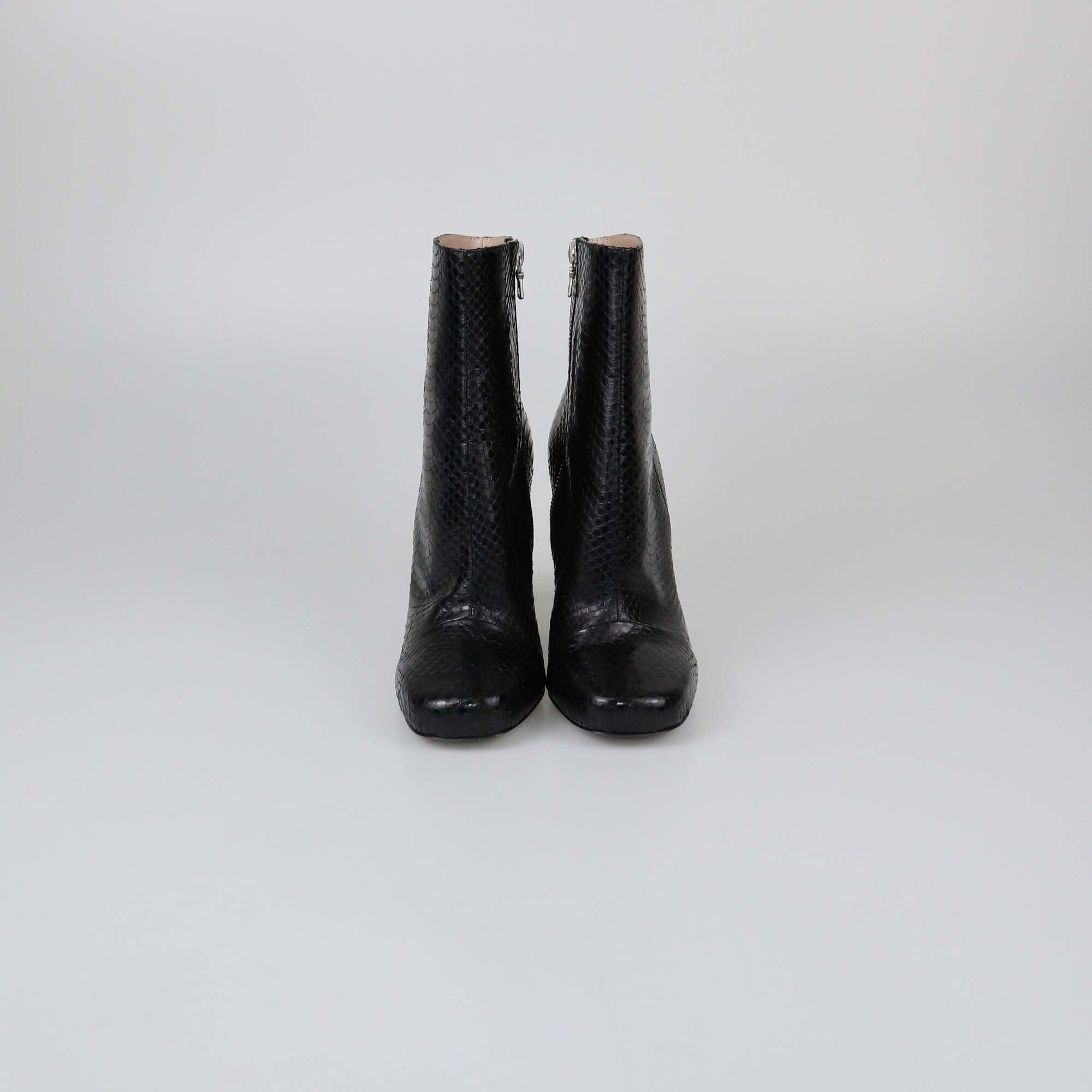 Dries Van Noten Black Python Heel Booties Womens Dries Van Noten