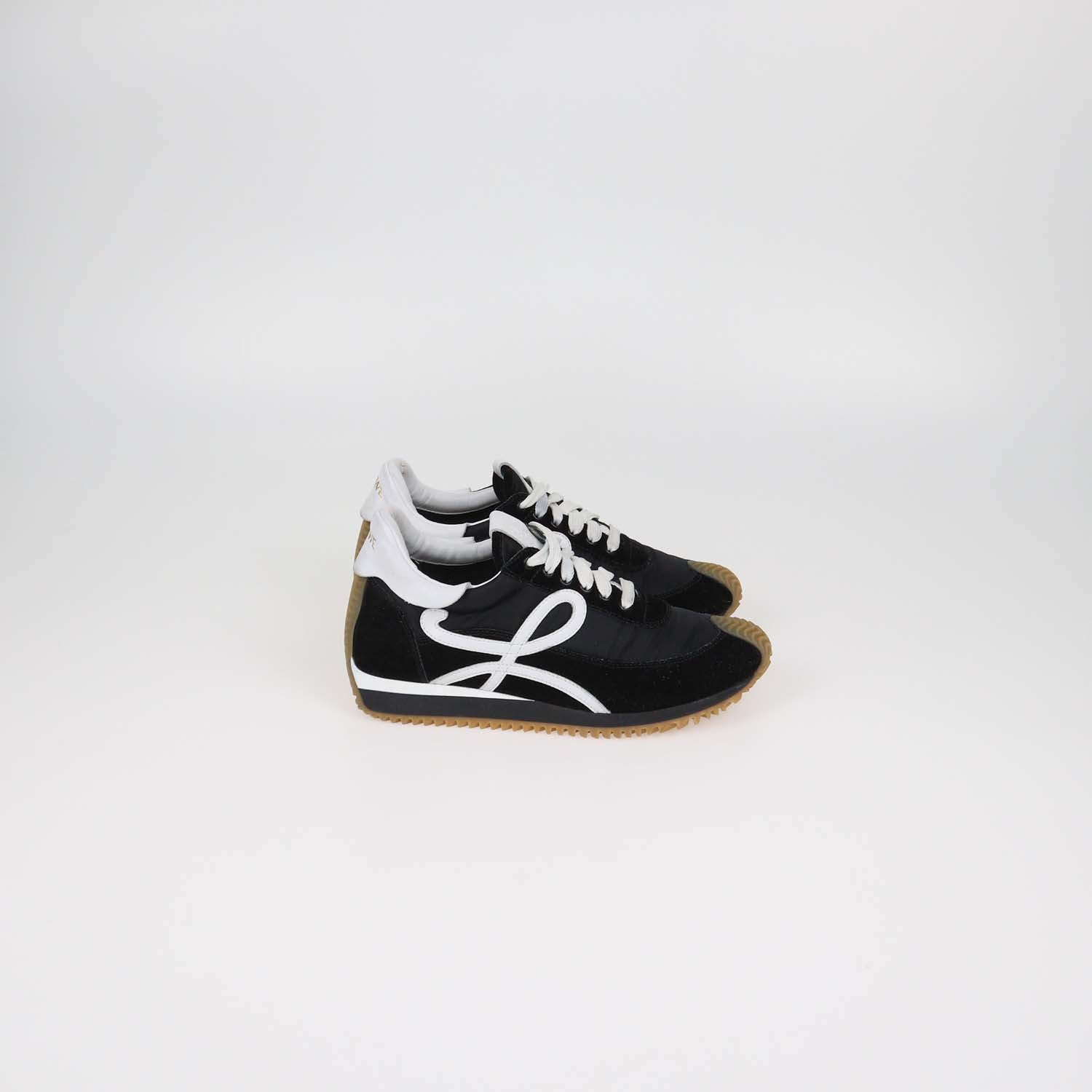 Loewe Black,White Suede and Nylon Flow Runner Low Top Sneakers