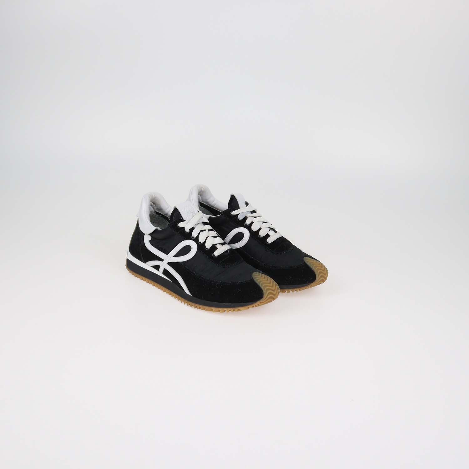 Loewe Black,White Suede and Nylon Flow Runner Low Top Sneakers