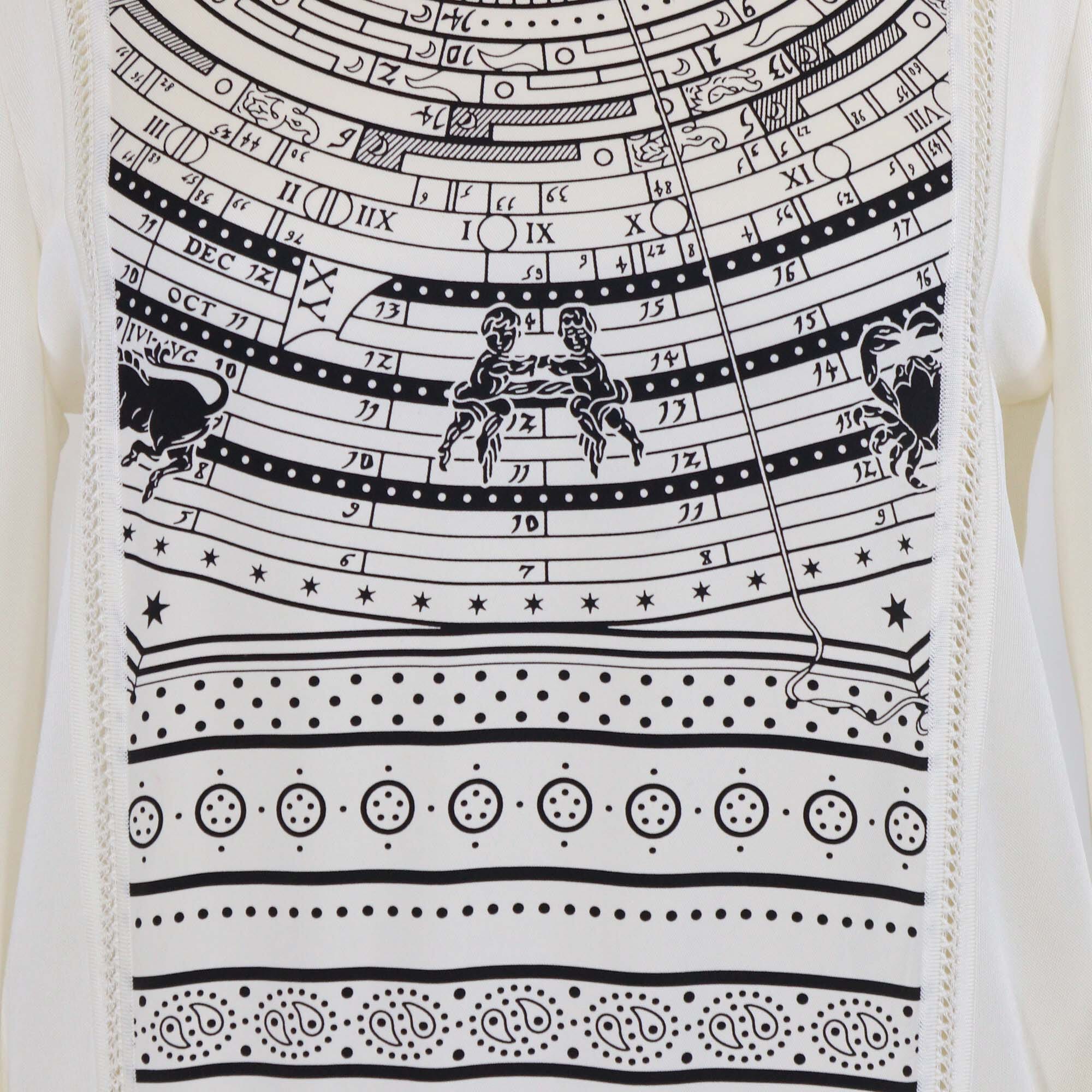 Hermes Black/White Perforated Cotton Printed Long Sleeve Shirt Womens Hermes