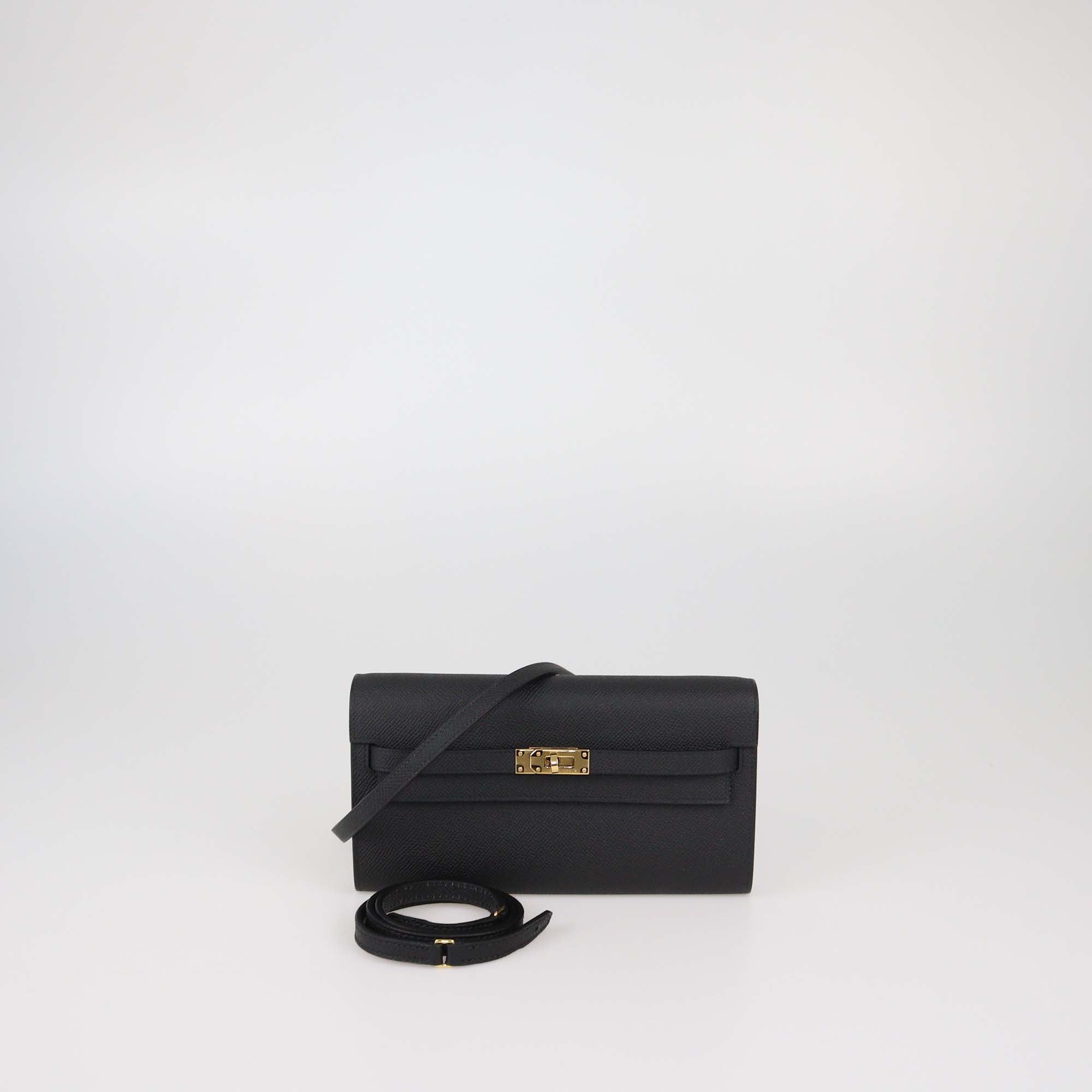 Hermes Black Epsom Leather Kelly Classique To Go Wallet