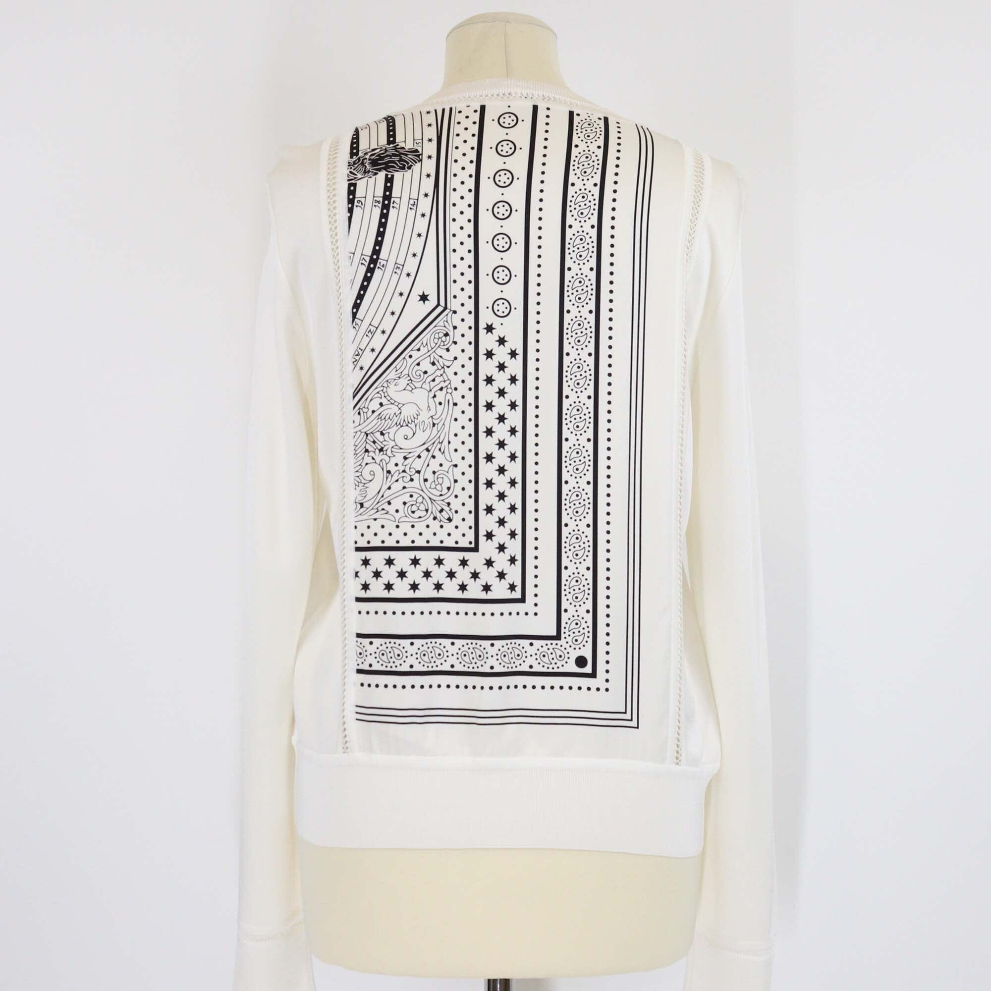 Hermes Black/White Perforated Cotton Printed Long Sleeve Shirt Womens Hermes