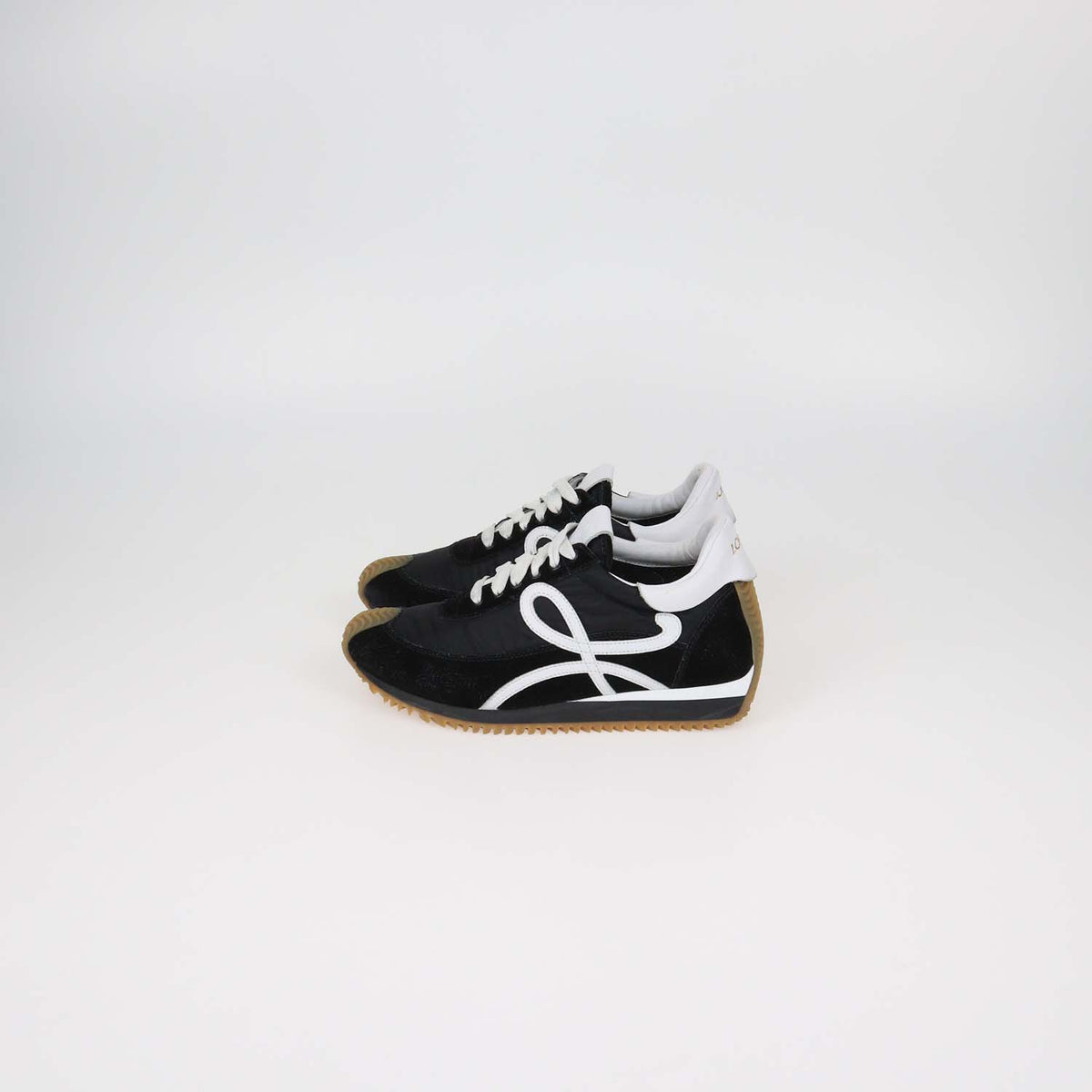 Loewe Black,White Suede and Nylon Flow Runner Low Top Sneakers