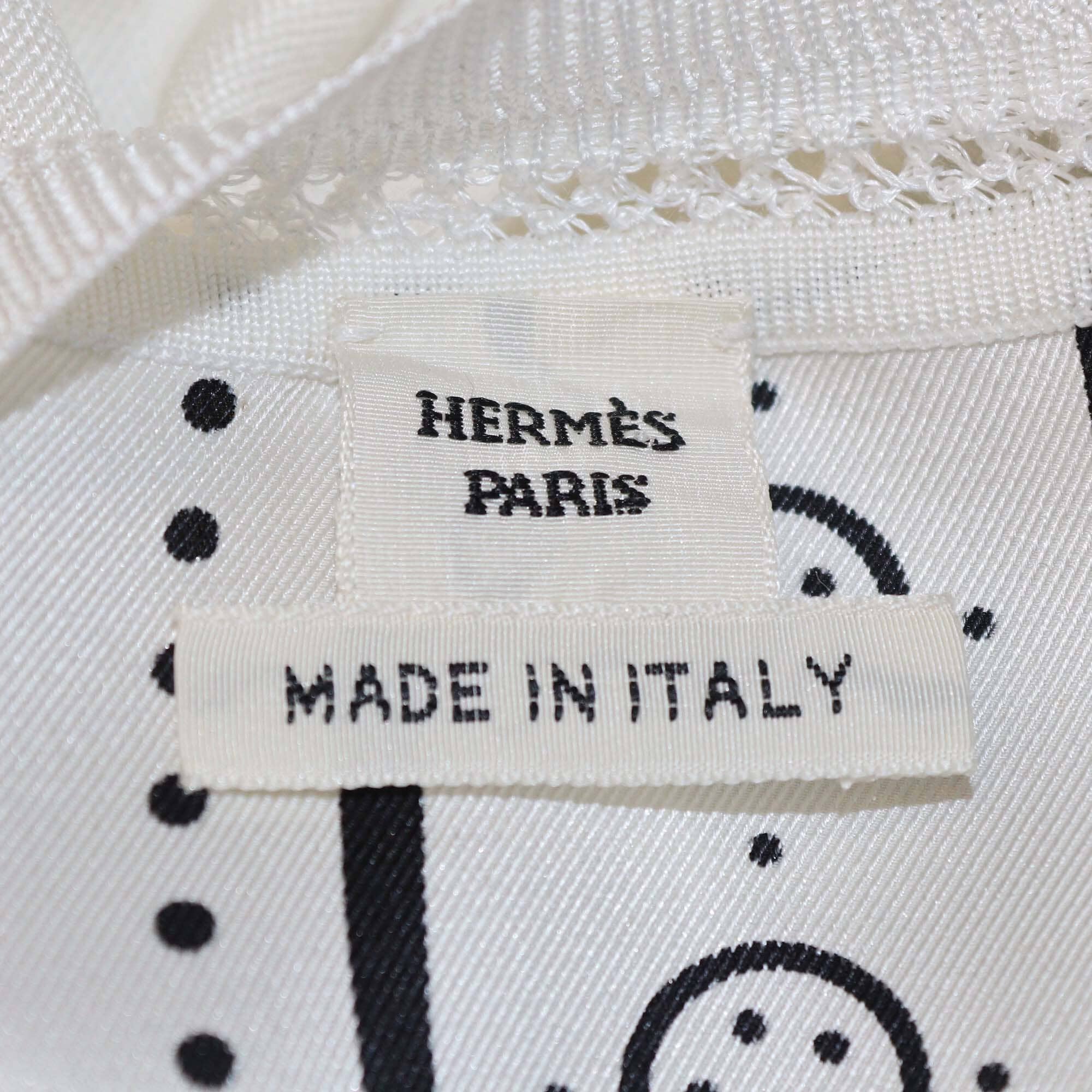 Hermes Black/White Perforated Cotton Printed Long Sleeve Shirt Womens Hermes