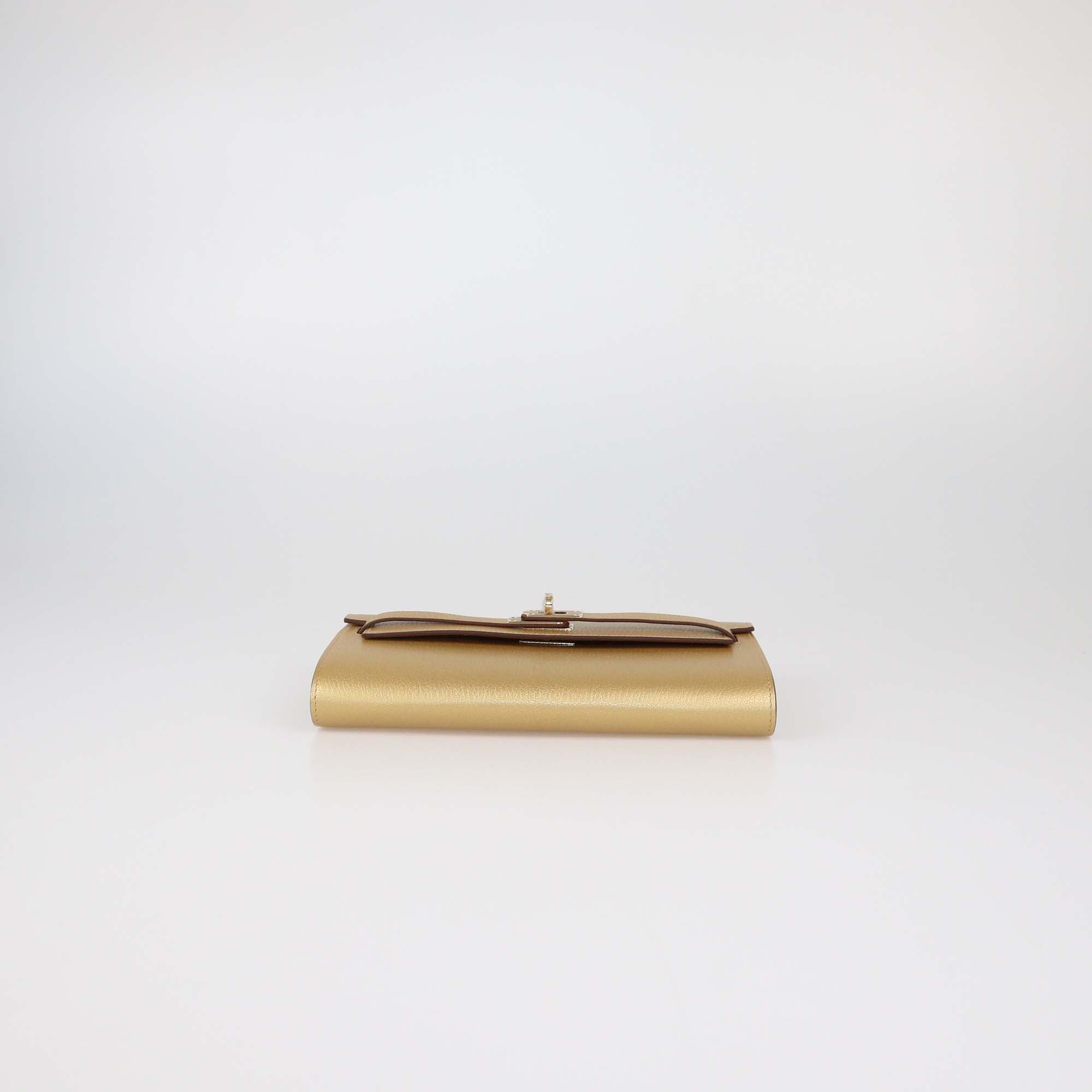 Hermes Dore Chamkilight Leather Kelly Classique To Go Wallet