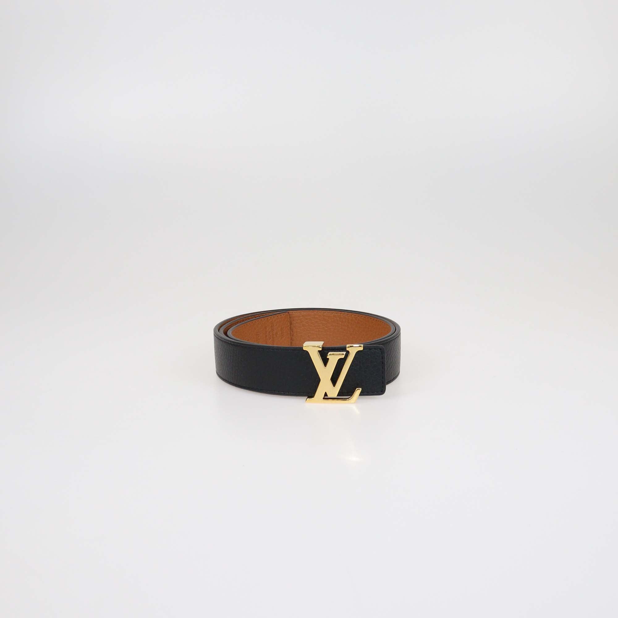 Louis Vuitton Black/Brown Leather 30MM LV Initiales Reversible Belt