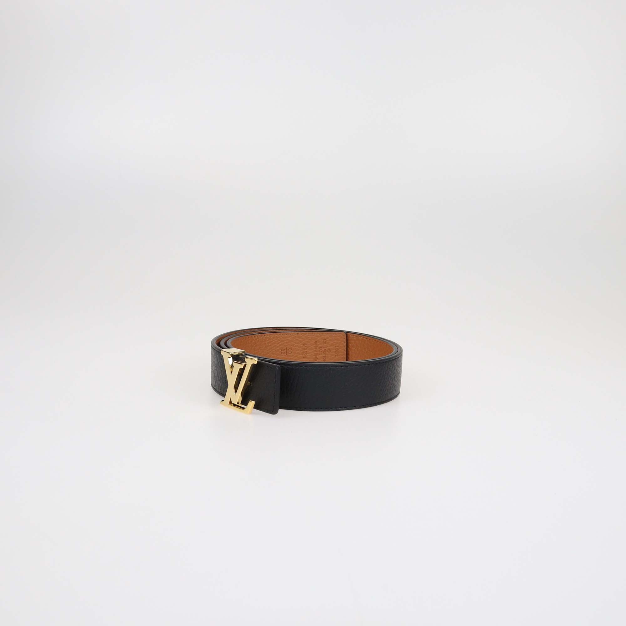 Louis Vuitton Black/Brown Leather 30MM LV Initiales Reversible Belt