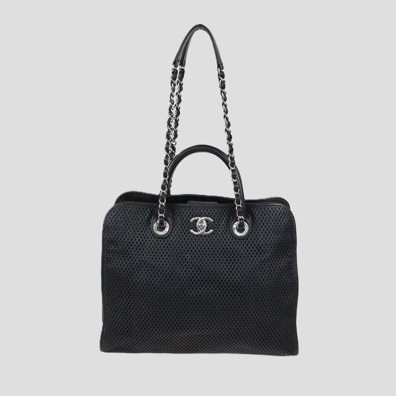 Chanel Black Perforated Leather Up in the Air Tote