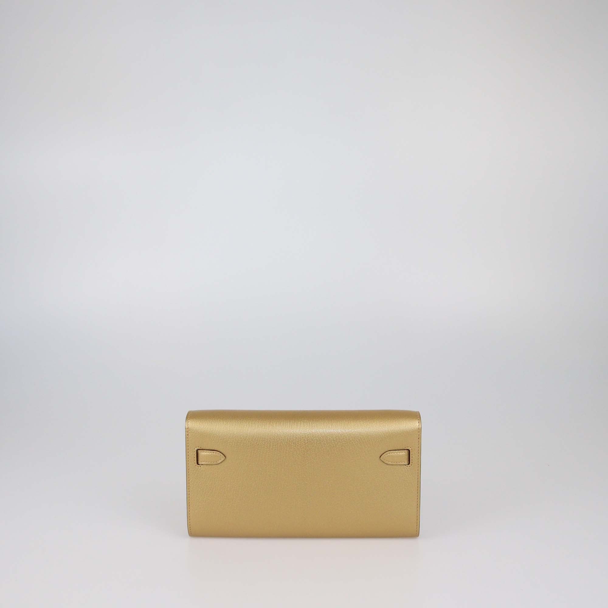 Hermes Dore Chamkilight Leather Kelly Classique To Go Wallet