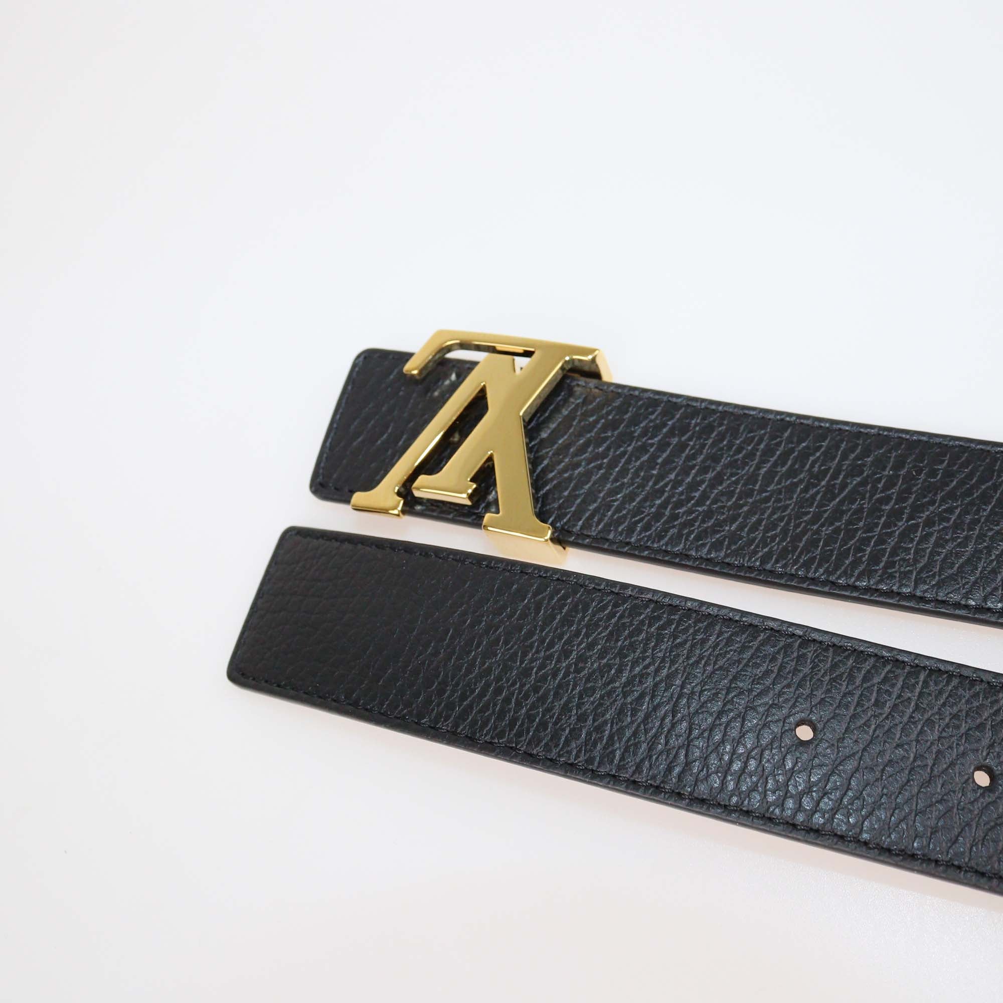 Louis Vuitton Black/Brown Leather 30MM LV Initiales Reversible Belt