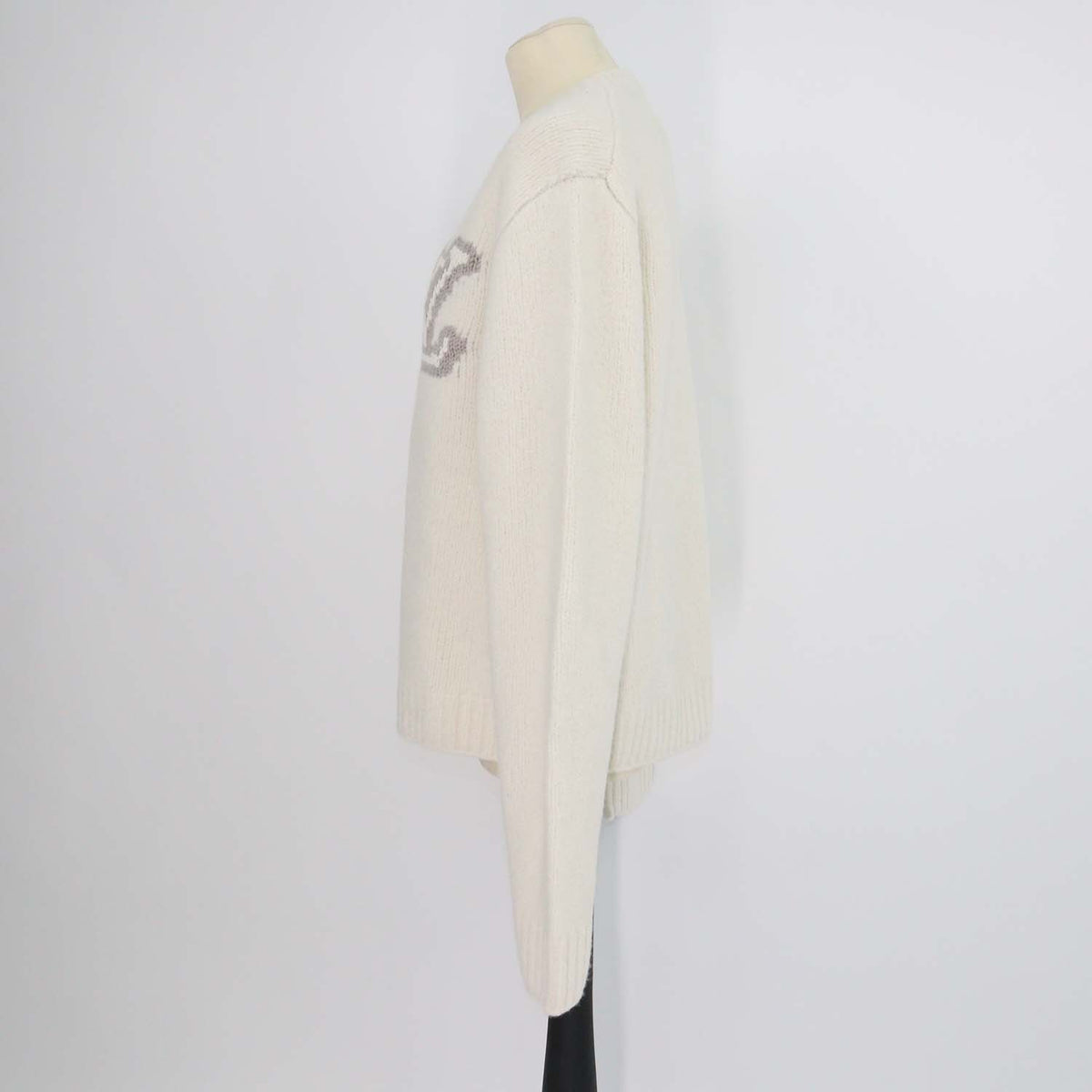 Louis Vuitton Off White Blend Wool Intarsia Crew Neck Sweater