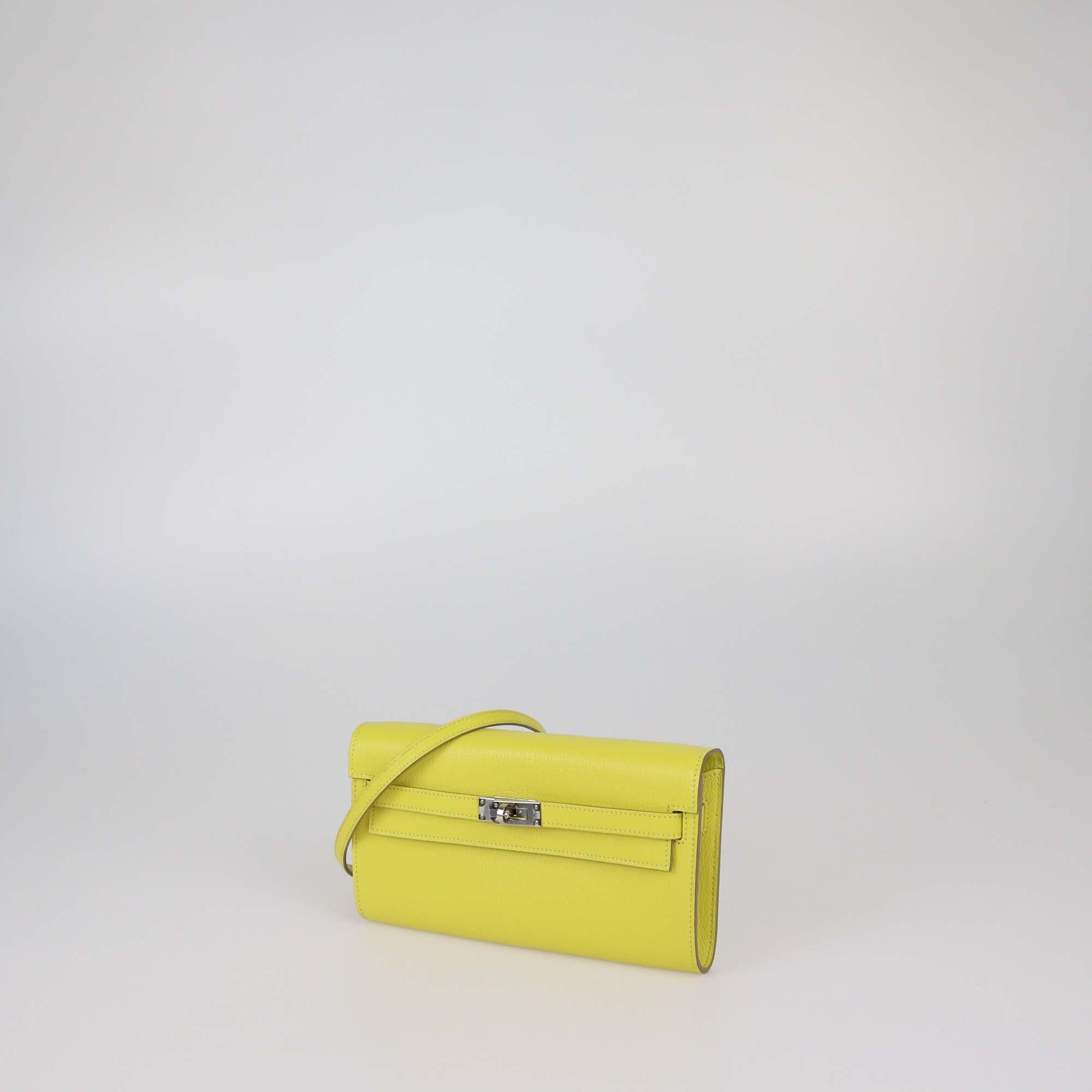 Hermes Lime Chevre Leather Kelly To Go Wallet