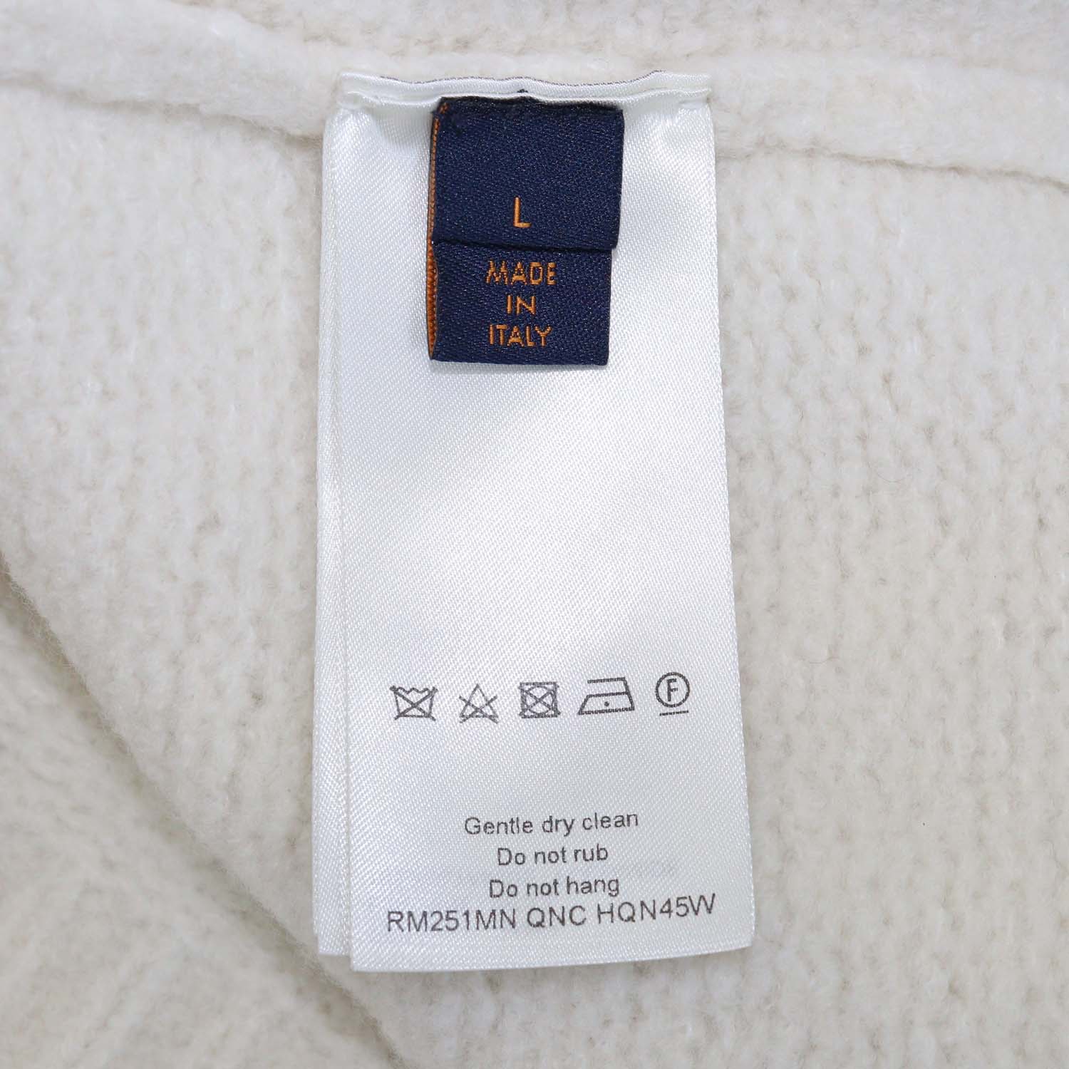 Louis Vuitton Off White Blend Wool Intarsia Crew Neck Sweater