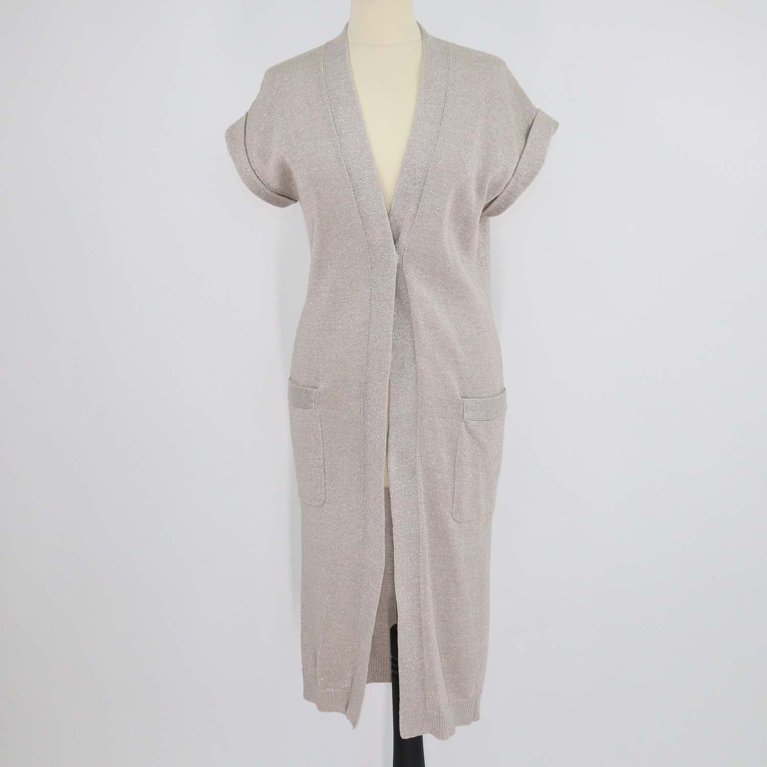 Brunello Cucinelli Beige Blend Cotton Open Knit Cardigan