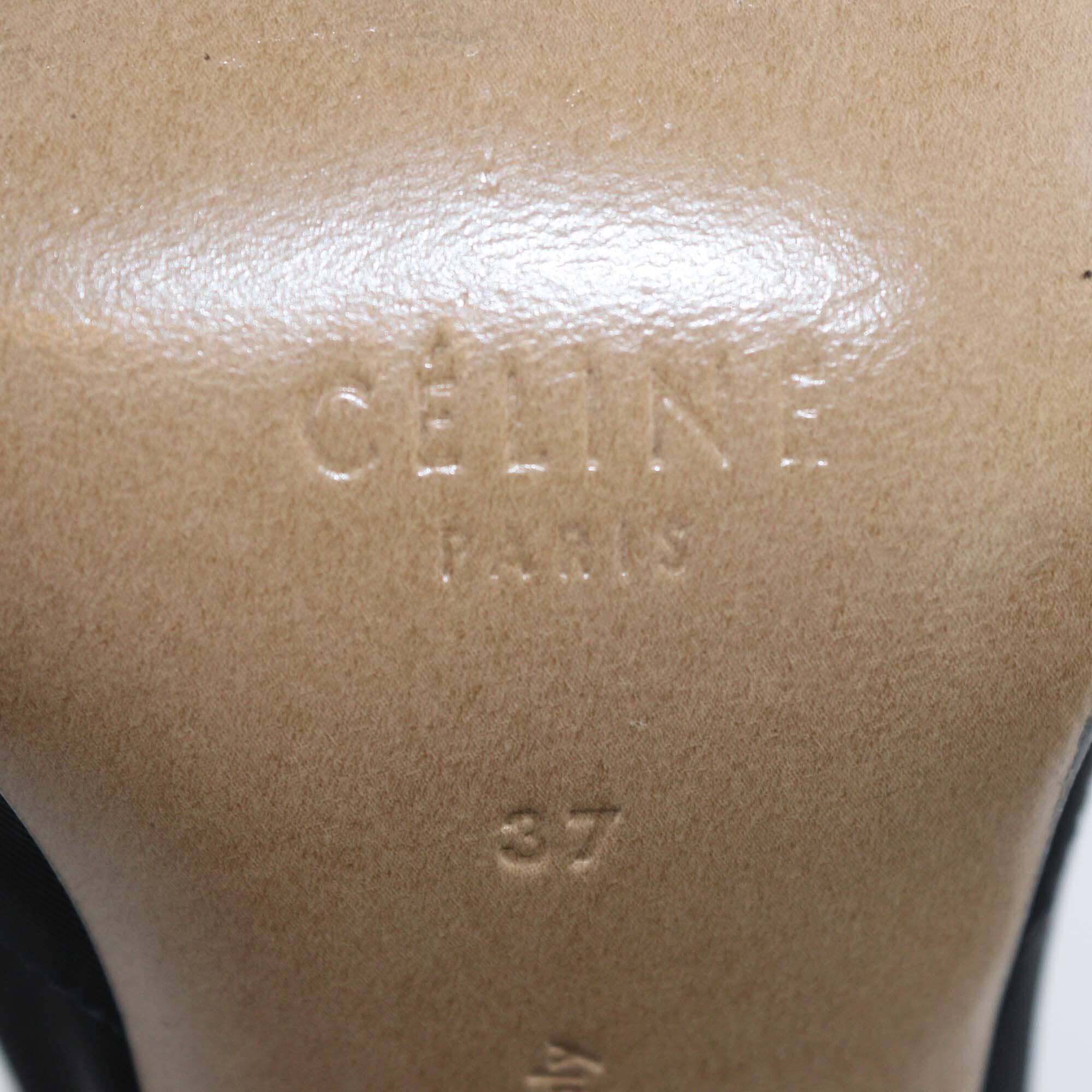 Celine Black/Beige Nylon & Leather Madame Ankle Boots Womens Celine