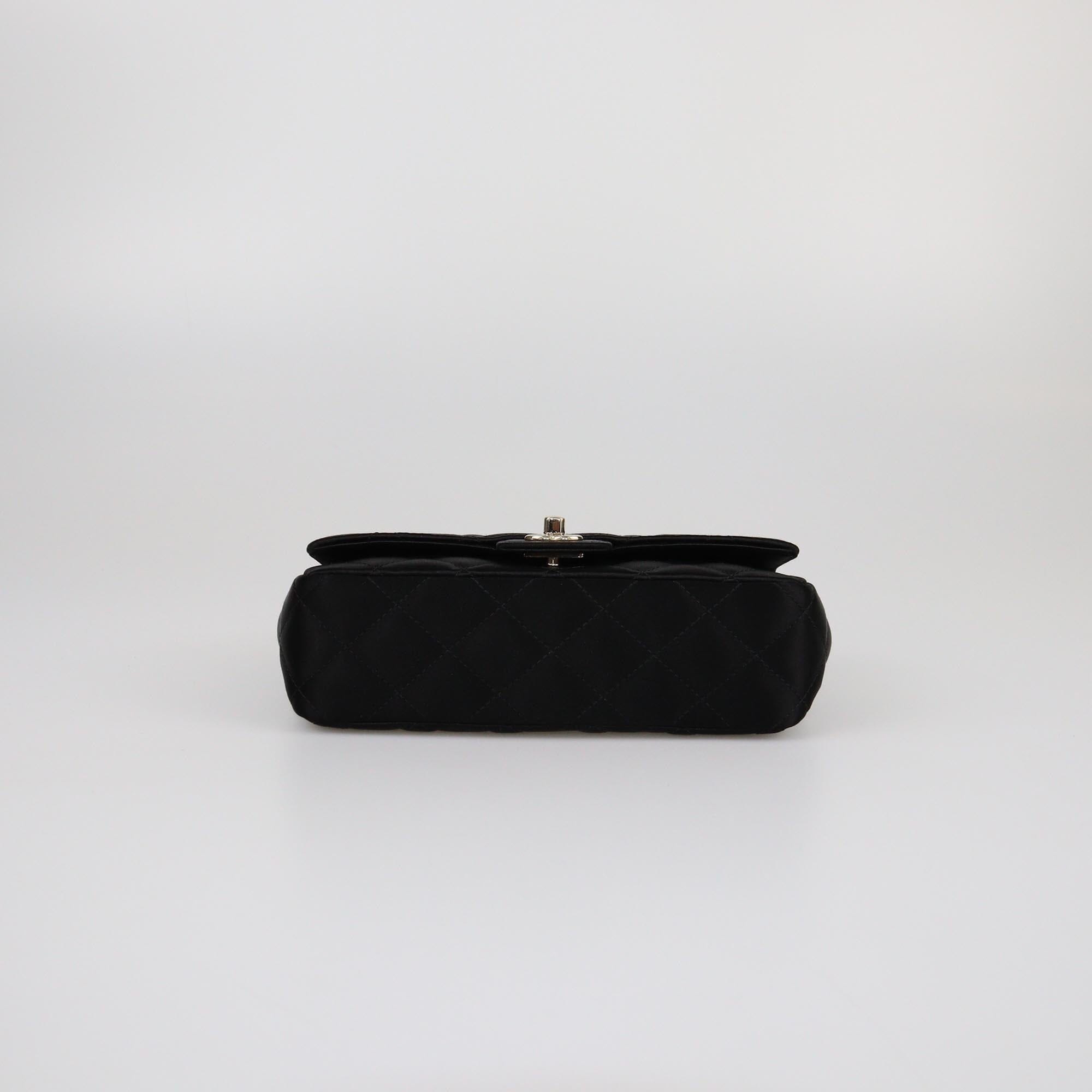 Chanel Black Quilted Satin Extra Mini Camellia Shoulder Bag Womens Chanel