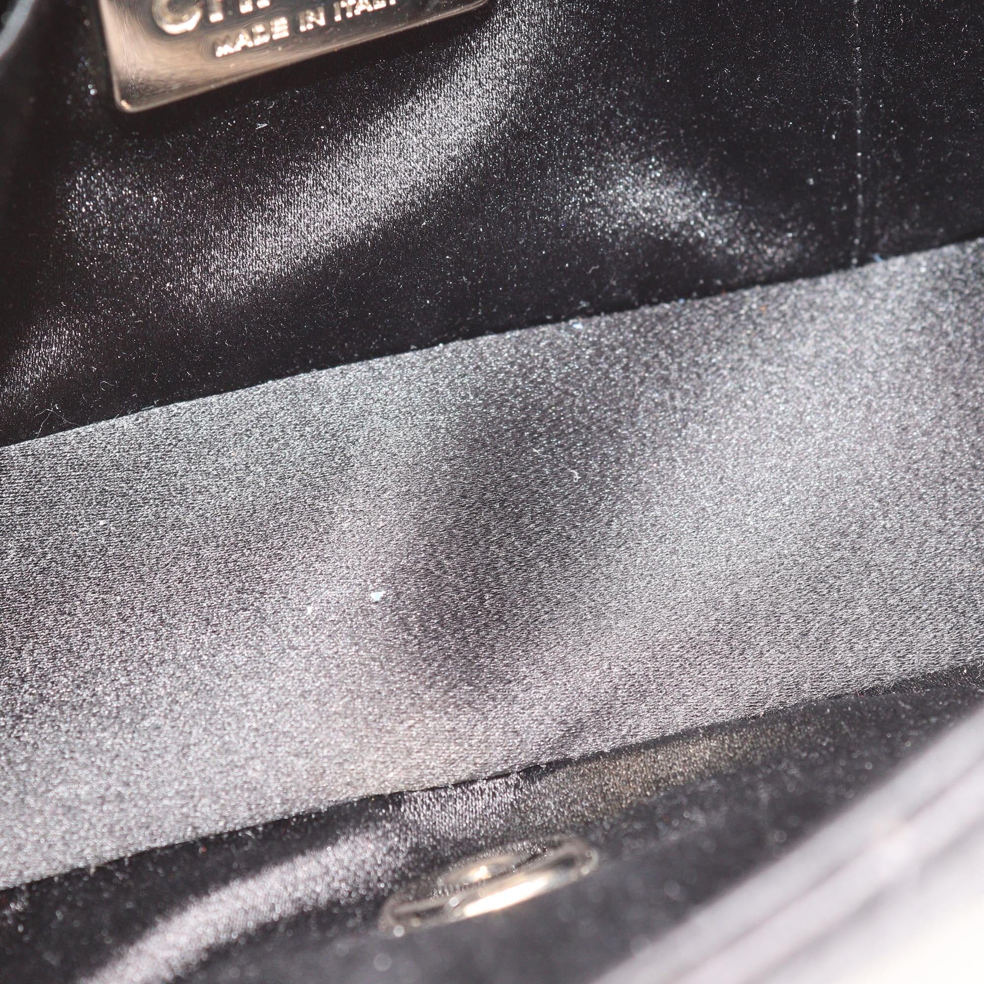 Chanel Black Quilted Satin Extra Mini Camellia Shoulder Bag Womens Chanel