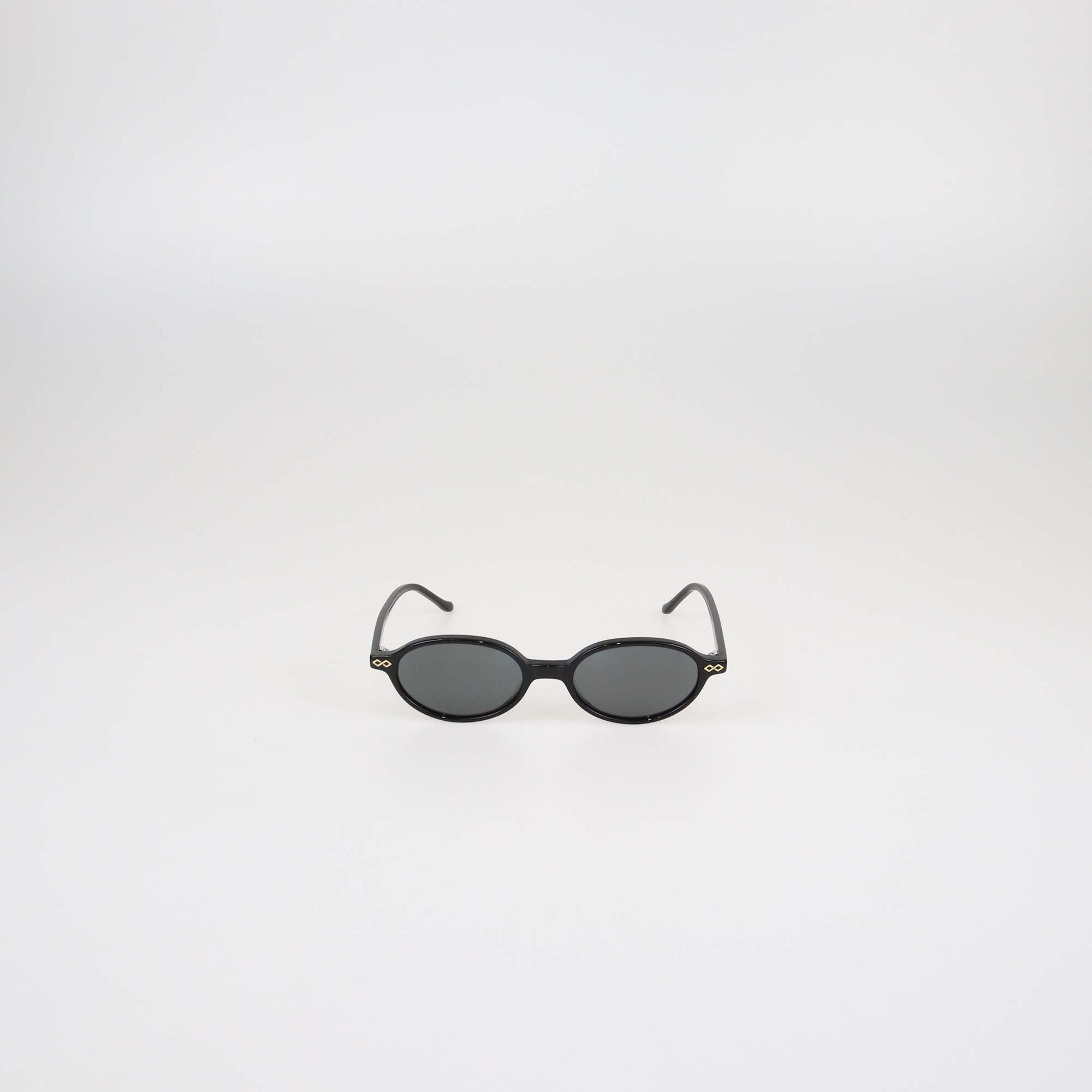 Karen Wazen Black Acetate Oval Sunglasses