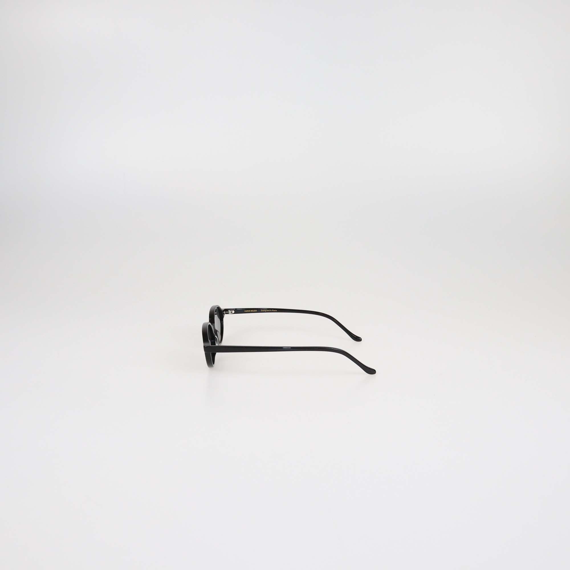 Karen Wazen Black Acetate Oval Sunglasses