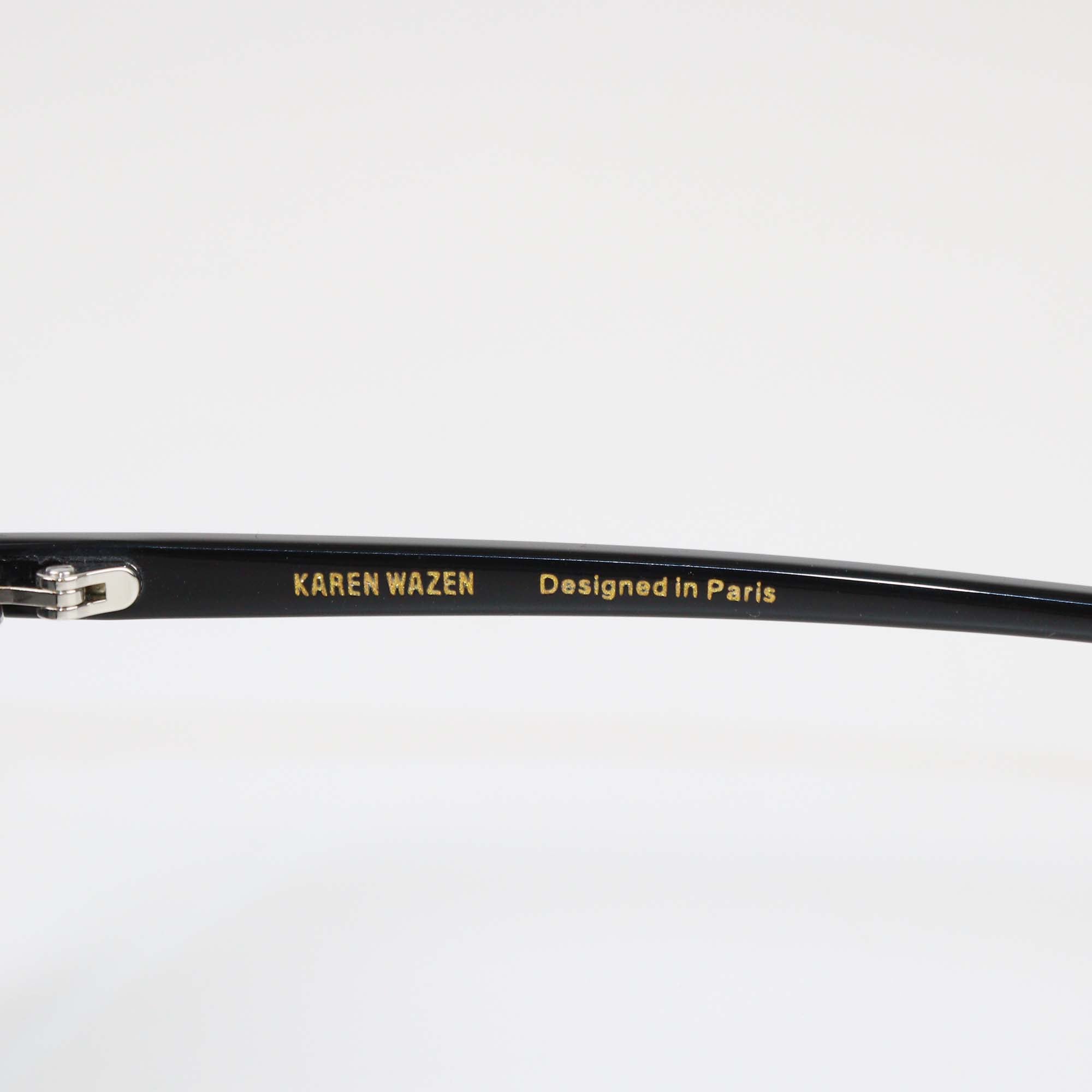 Karen Wazen Black Acetate Oval Sunglasses