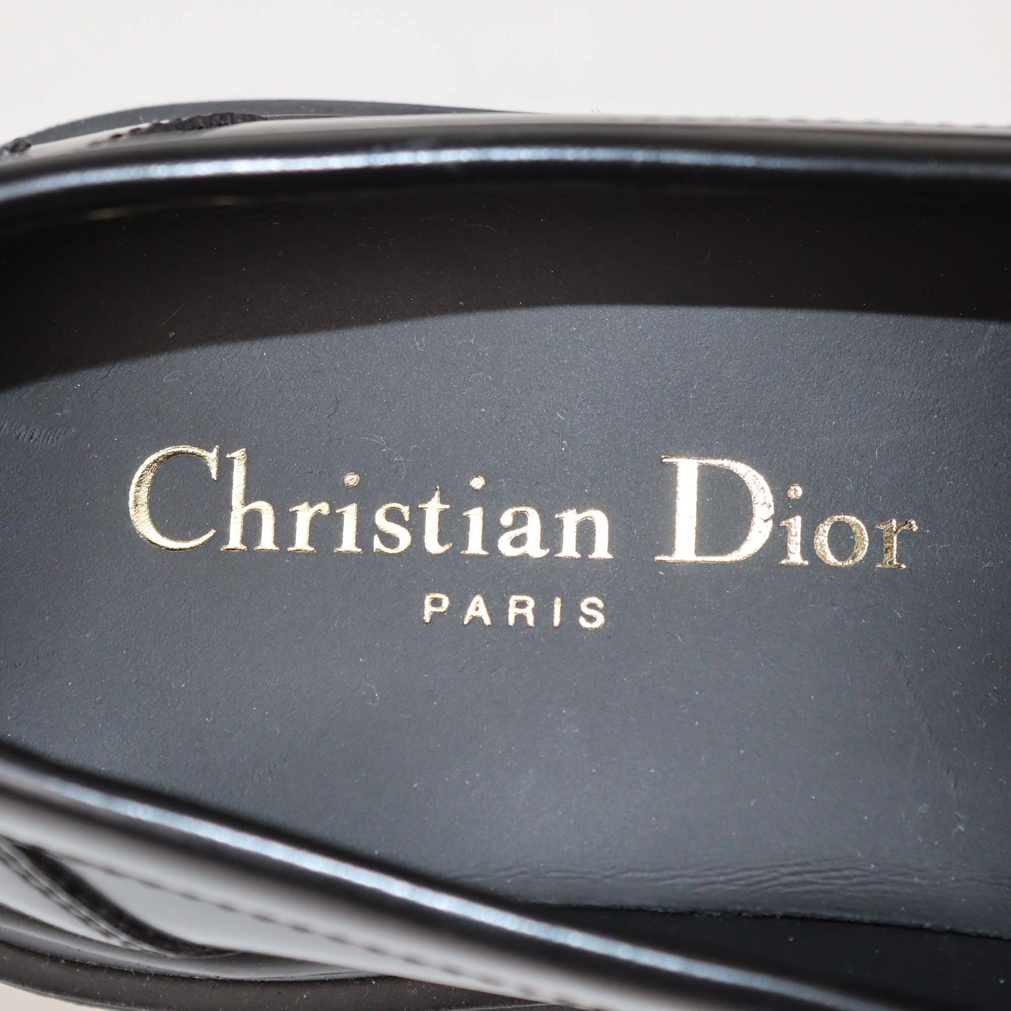 Christian Dior Black Leather Logo Plaque Platform Loafers Womens Christian Dior