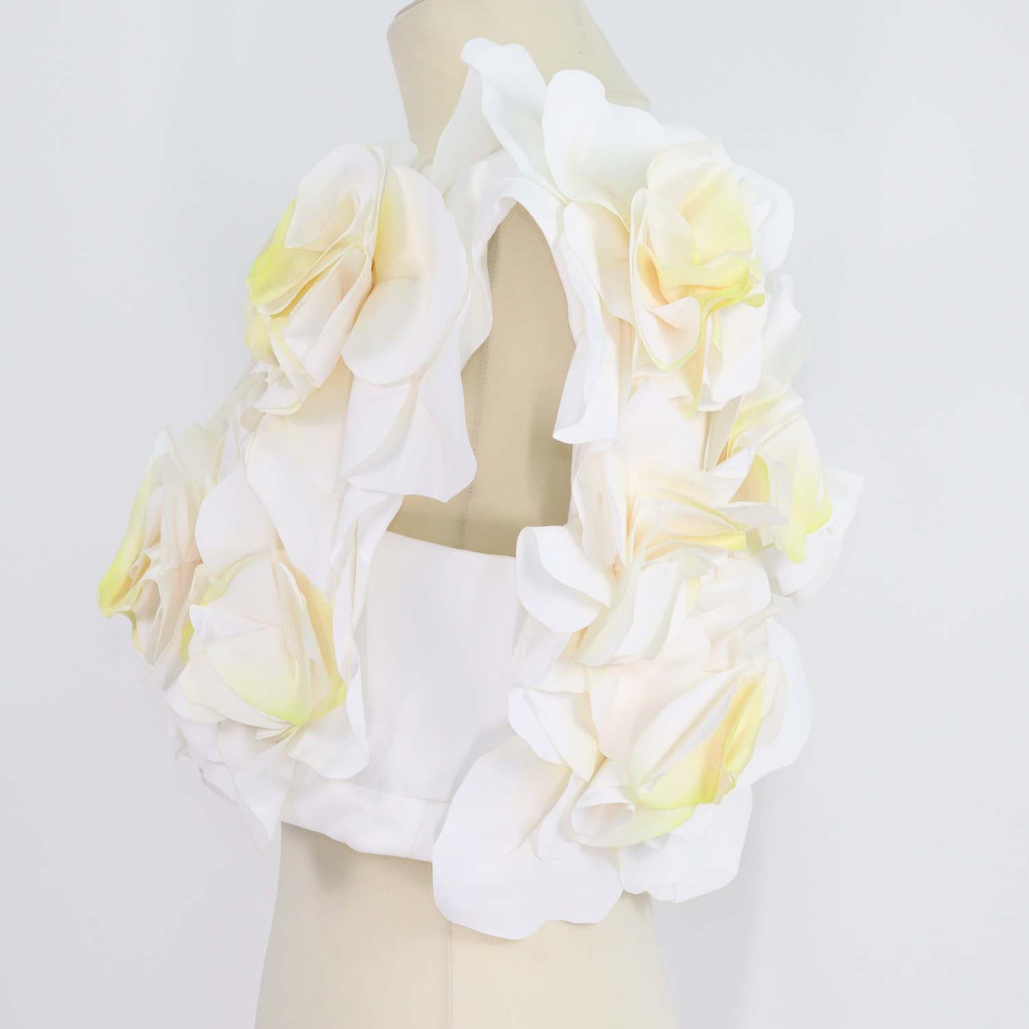 Acler White/Yellow 3D Floral Applique Jackhill Top