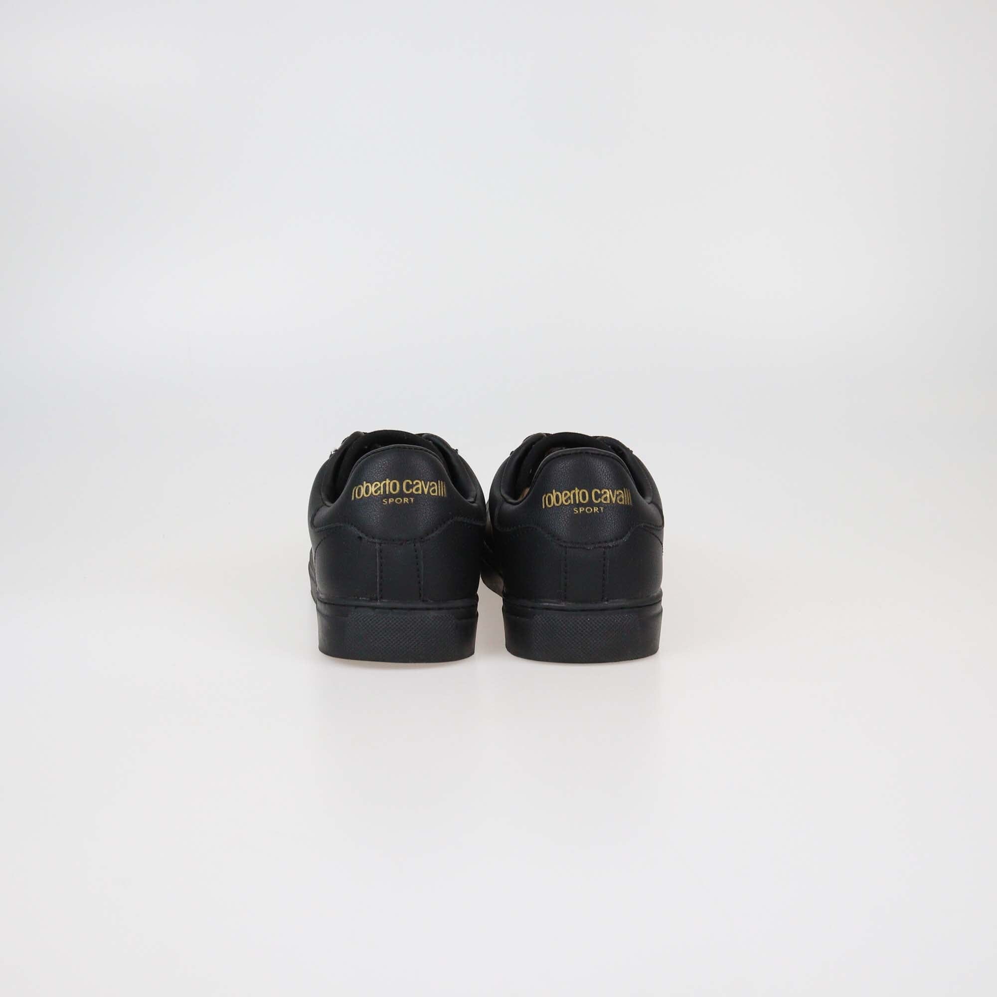Roberto Cavalli Sport Black Synthetic Leather Low Top Sneakers Womens Roberto Cavalli