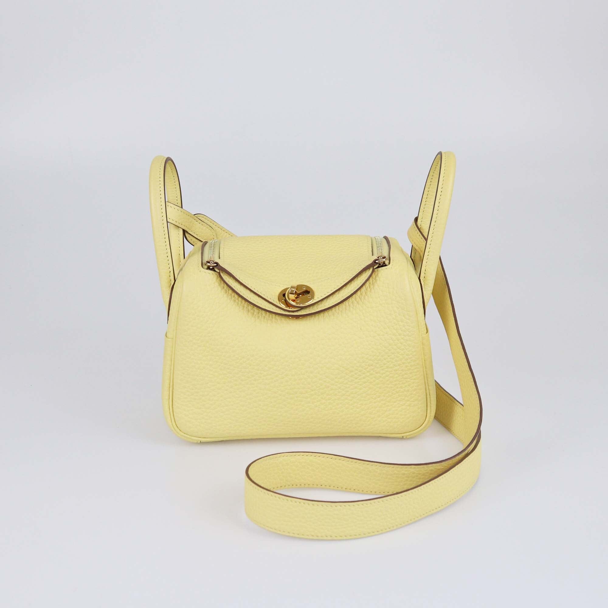 Hermes Jaune Poussin Clemence Mini Lindy Womens Hermes