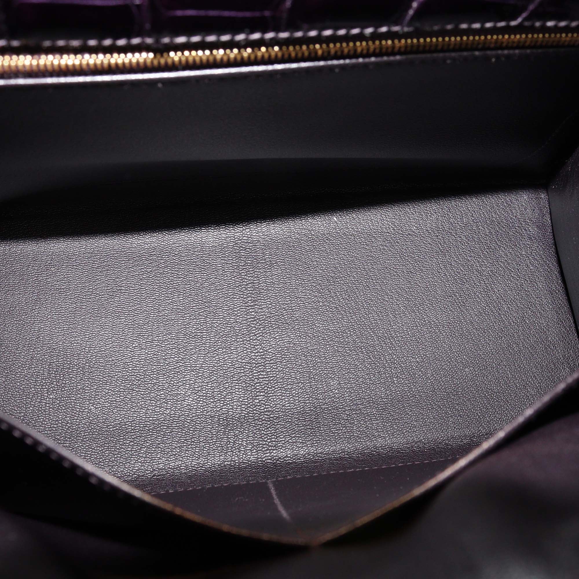 Hermes Amethyst Crocodile Porosus Gold Hardware Kelly Sellier 28 Bag