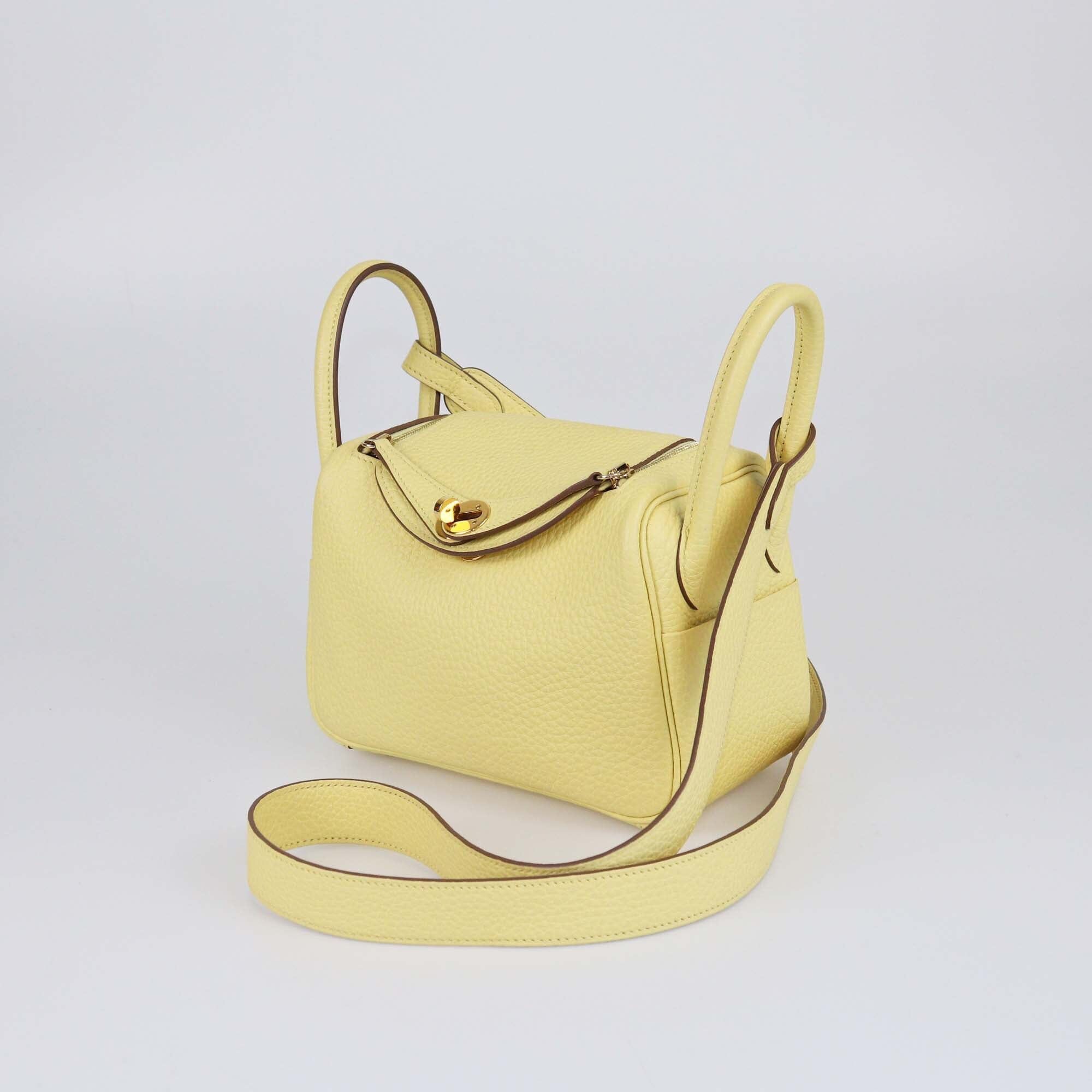 Hermes Jaune Poussin Clemence Mini Lindy Womens Hermes