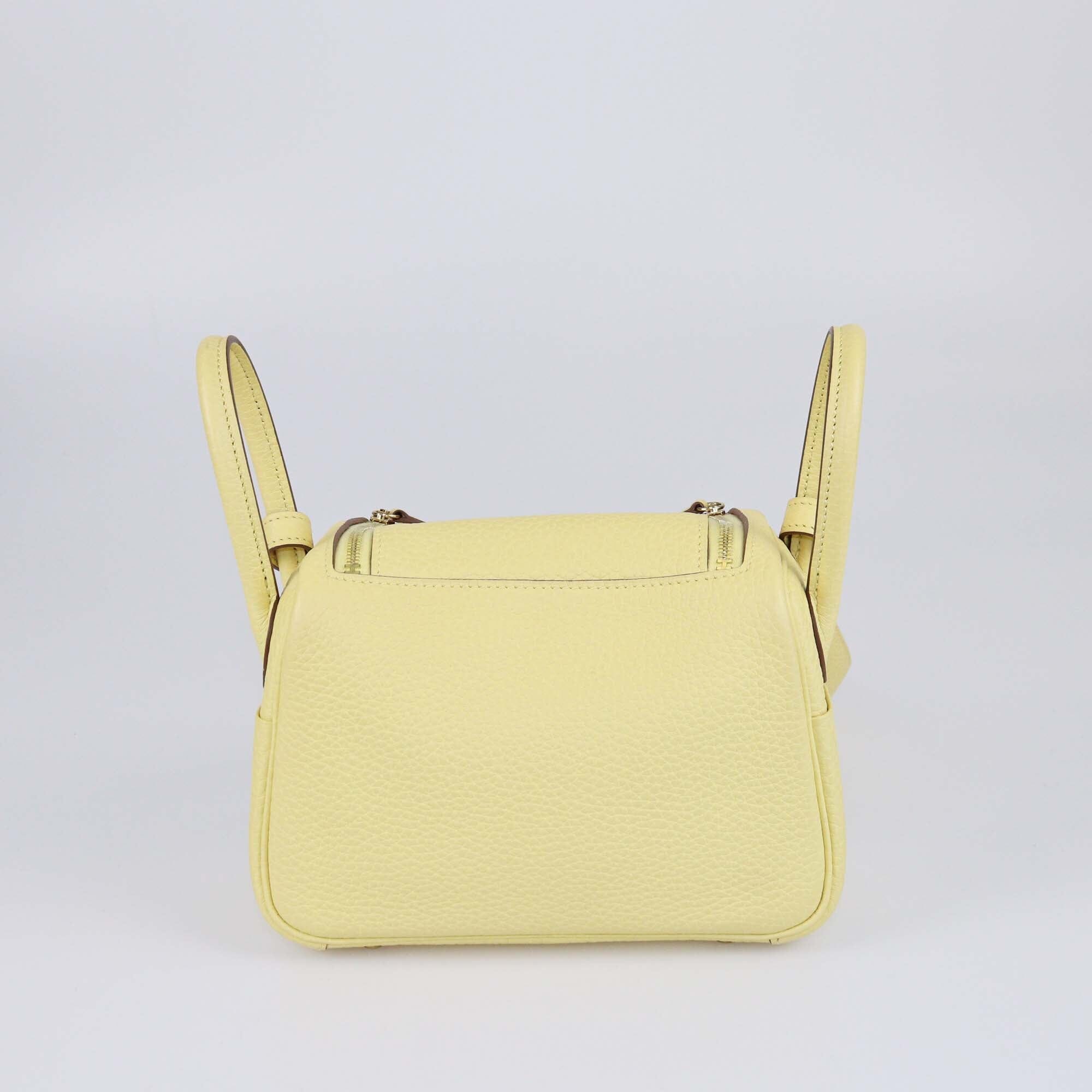 Hermes Jaune Poussin Clemence Mini Lindy Womens Hermes