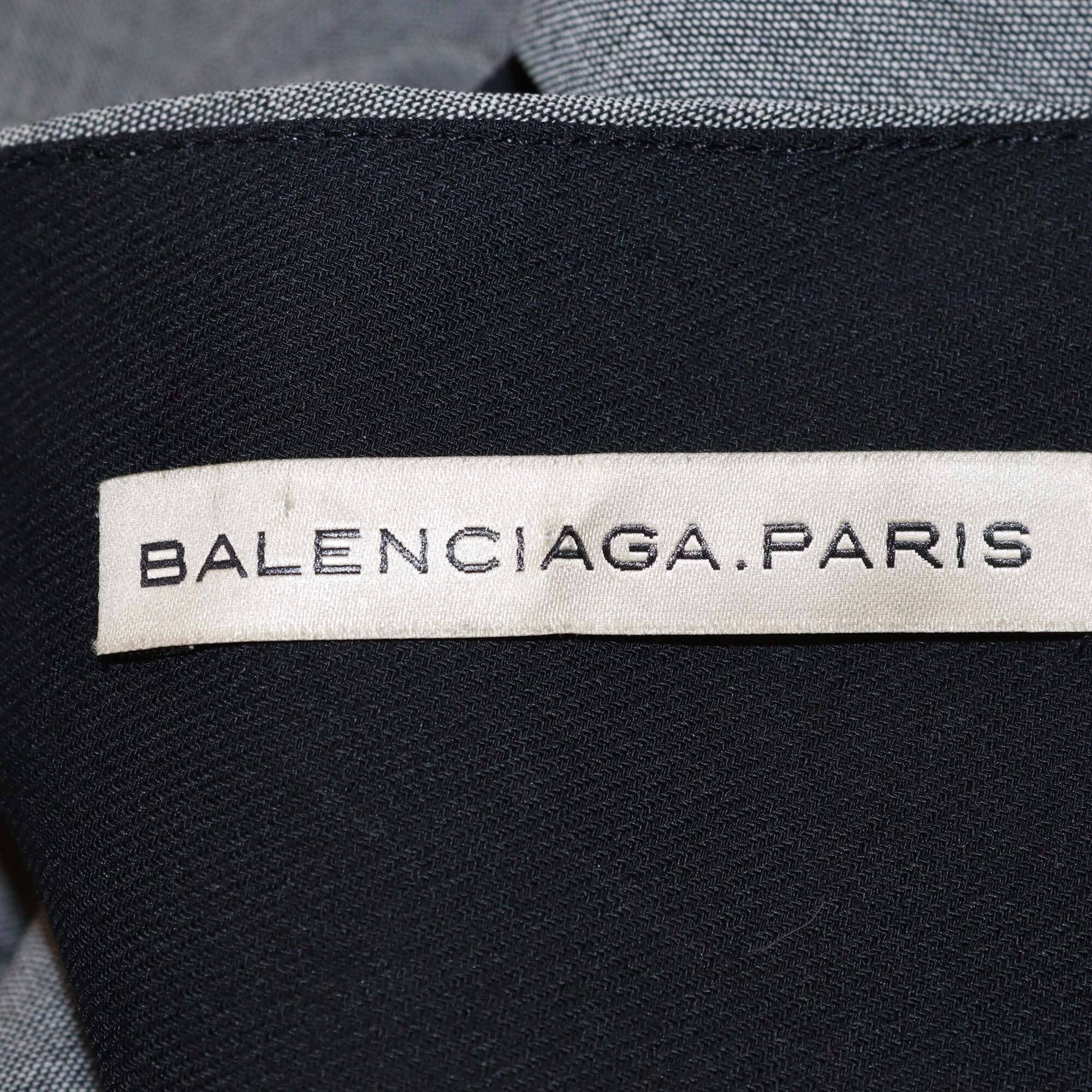 Balenciaga Grey Belted Pleated Wool Belted Maxi Skirt Womens Balenciaga