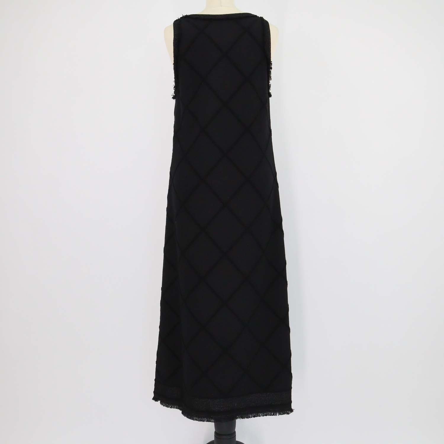 Chanel Black Quilted CC Logo Cotton Knit Sleeveless Maxi Dress