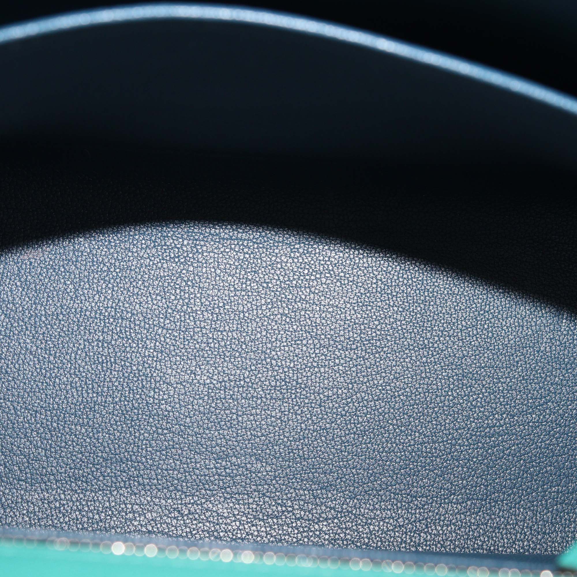 Hermes Vert Verone/Deep Bleu Madame Leather Palladium Hardware Kelly Sellier 25 Bag