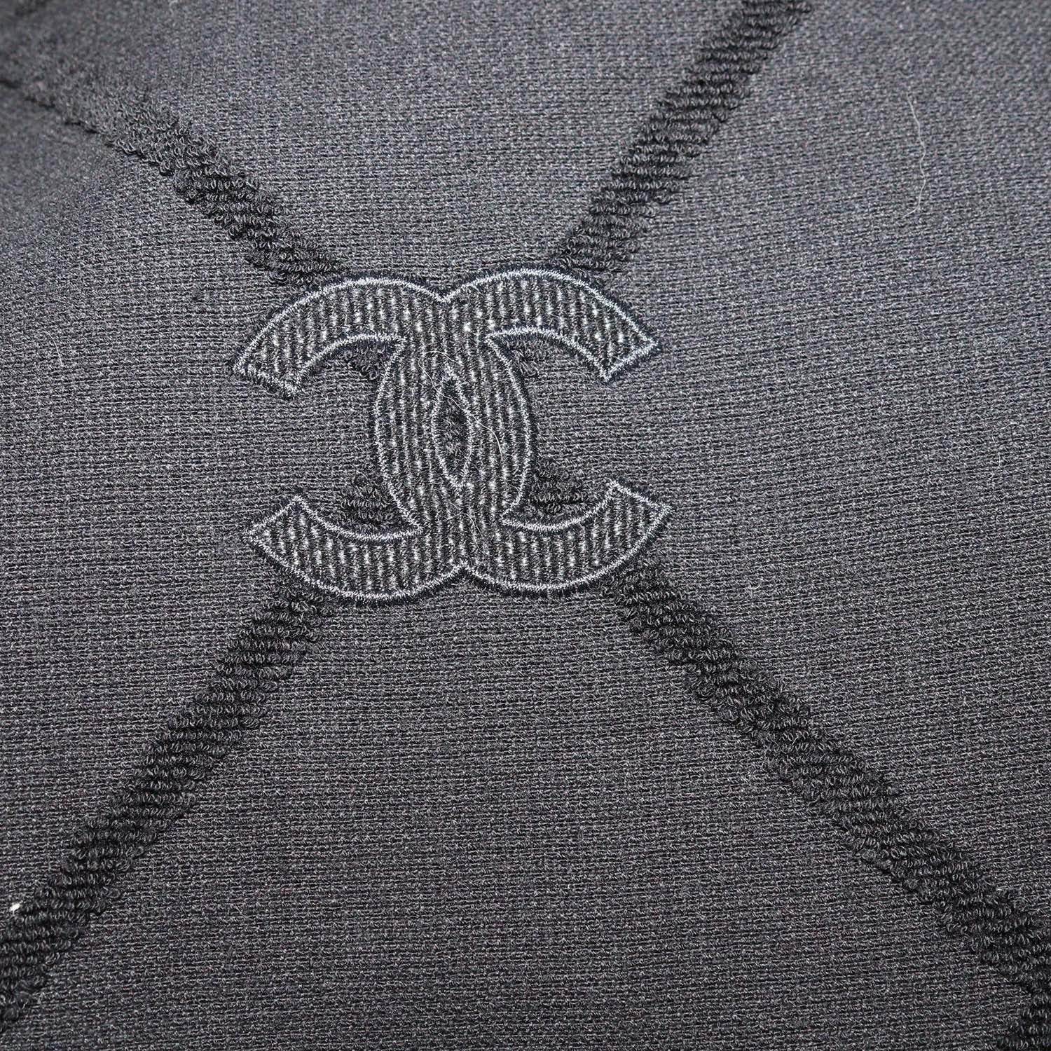 Chanel Black Quilted CC Logo Cotton Knit Sleeveless Maxi Dress