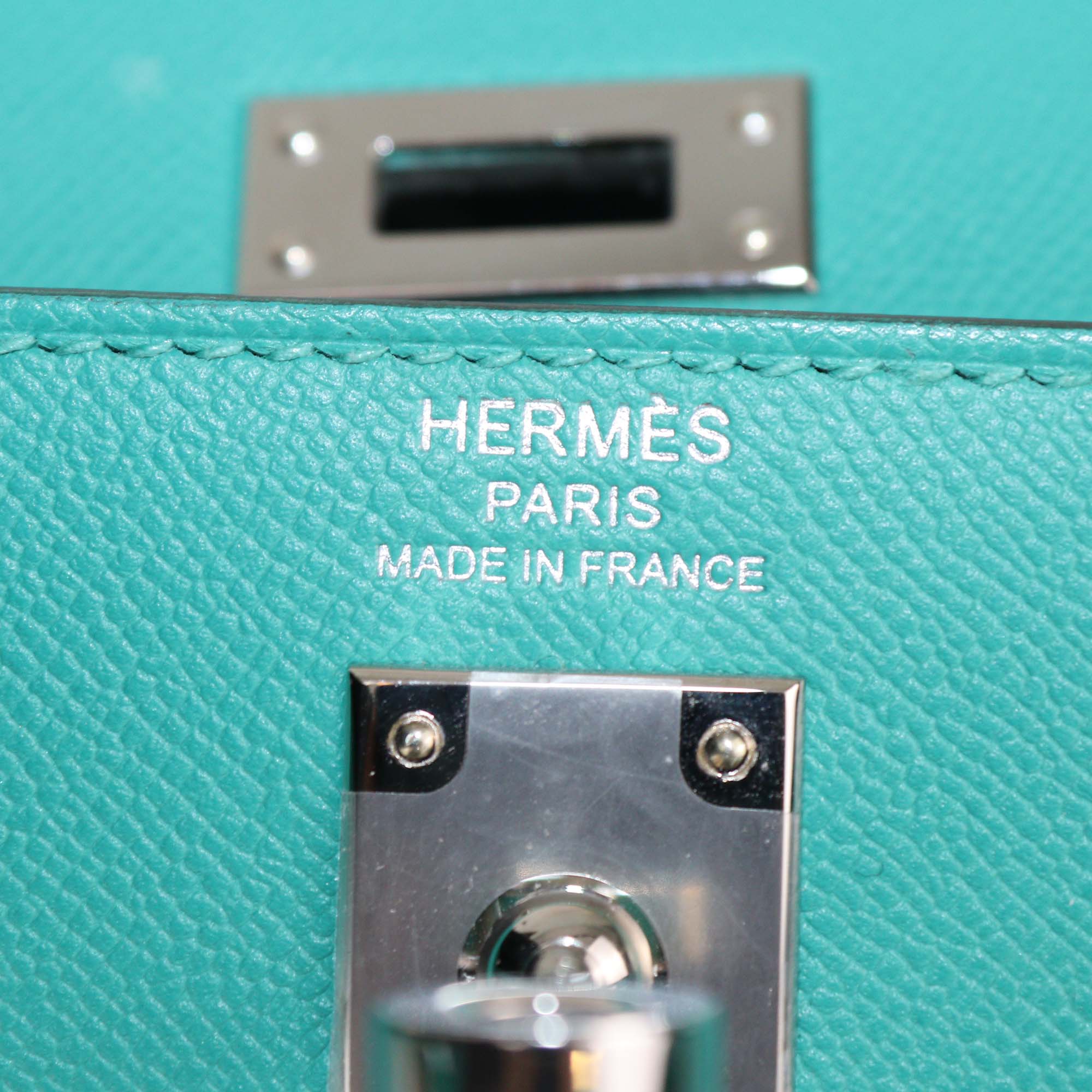 Hermes Vert Verone/Deep Bleu Madame Leather Palladium Hardware Kelly Sellier 25 Bag