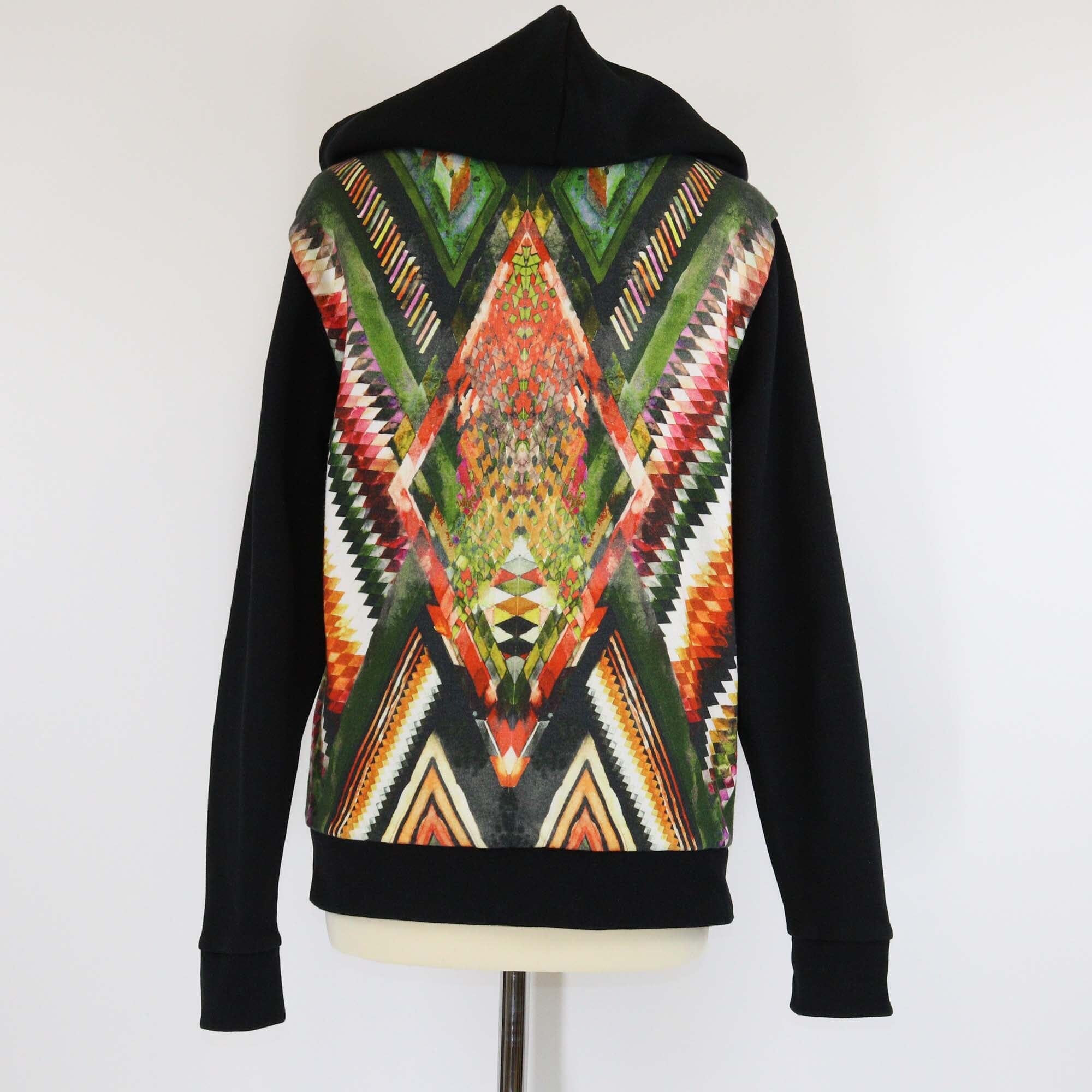 Balmain Multicolor Geometric Aztec Print Zip Up Hooded Cotton Jacket Mens Balmain