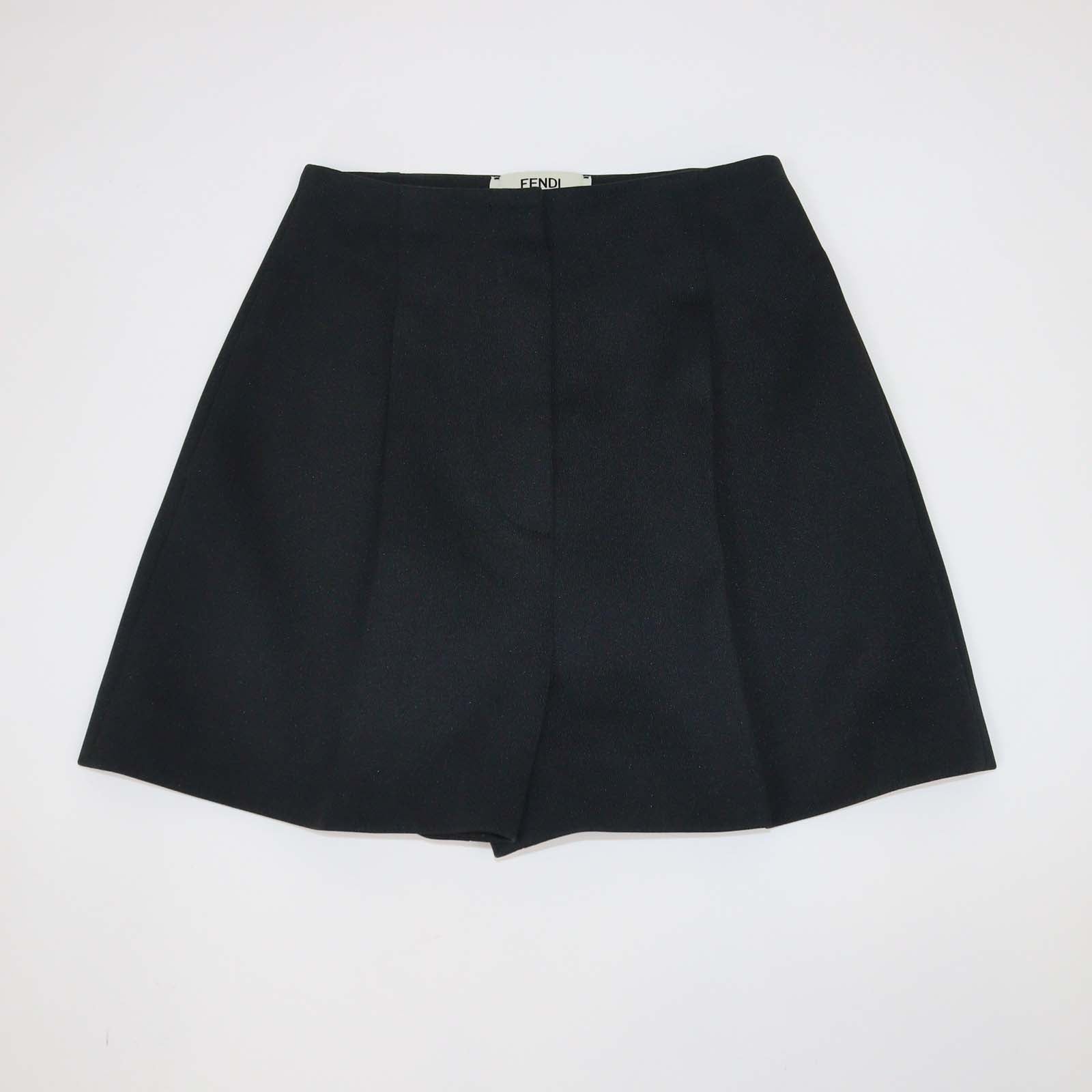 Fendi Black Jersey Pleated Mini Short