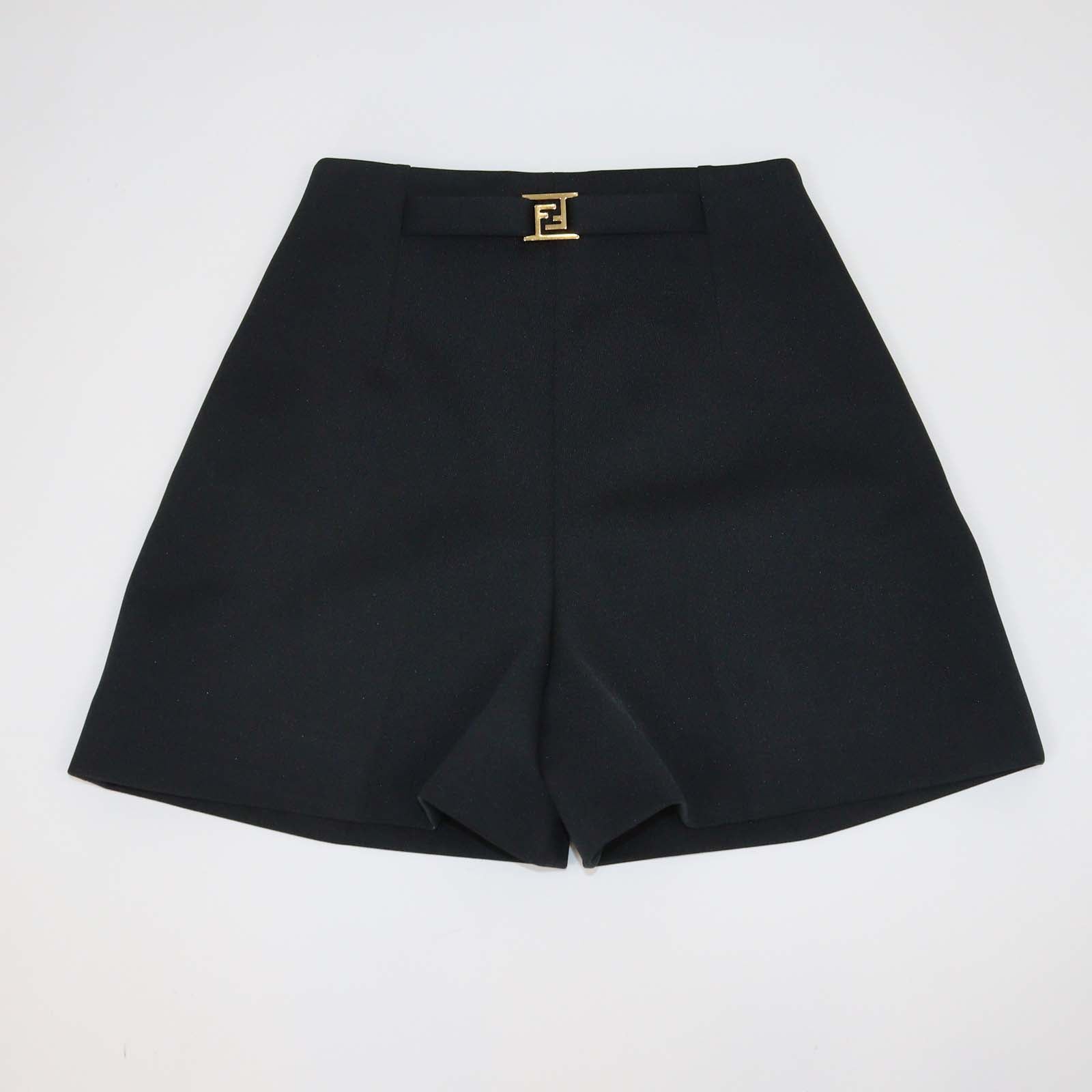 Fendi Black Jersey Pleated Mini Short