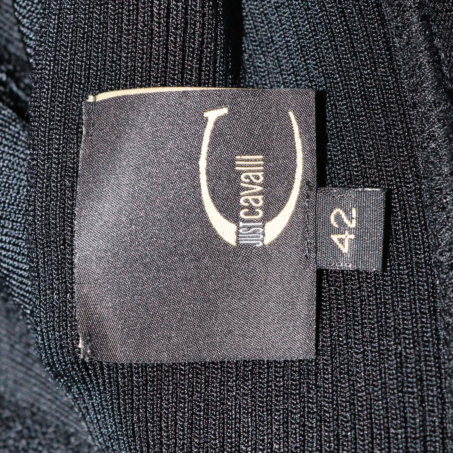 Just Cavalli Black Blend Viscose Knitted Sleeveless V Neck Top