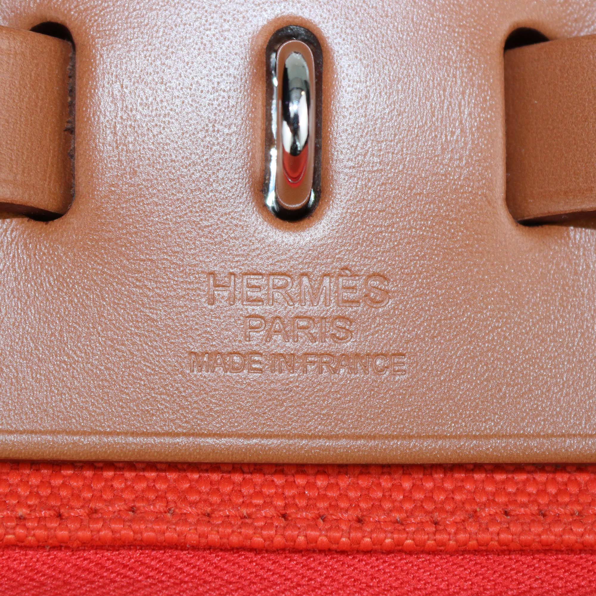 Hermes Orange/Naturel Sable Canvas and Vache Hunter Leather Herbag Zip 31 Bag