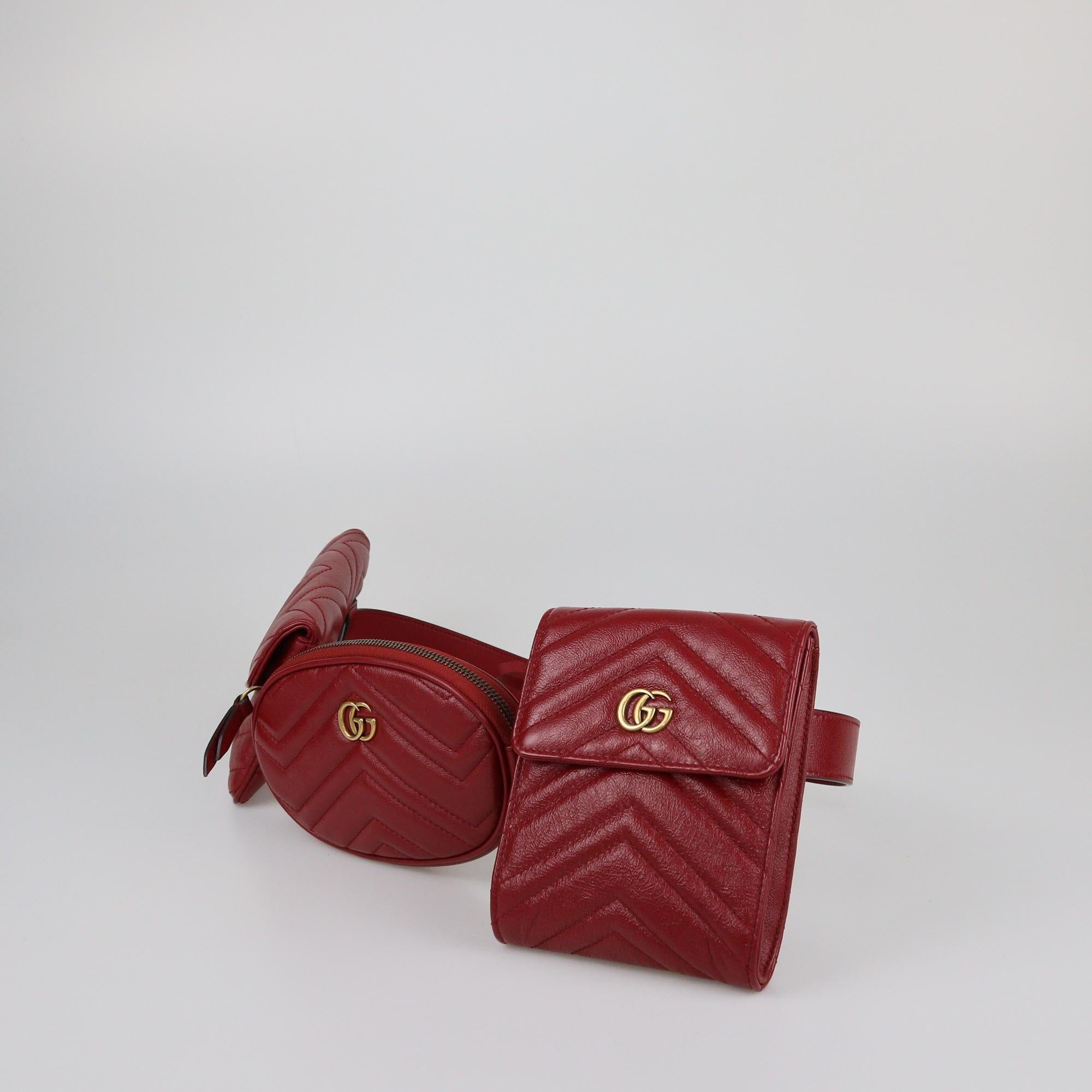 Gucci Red Matelasse GG Marmont 2.0 Multi Belt Bag Womens Gucci