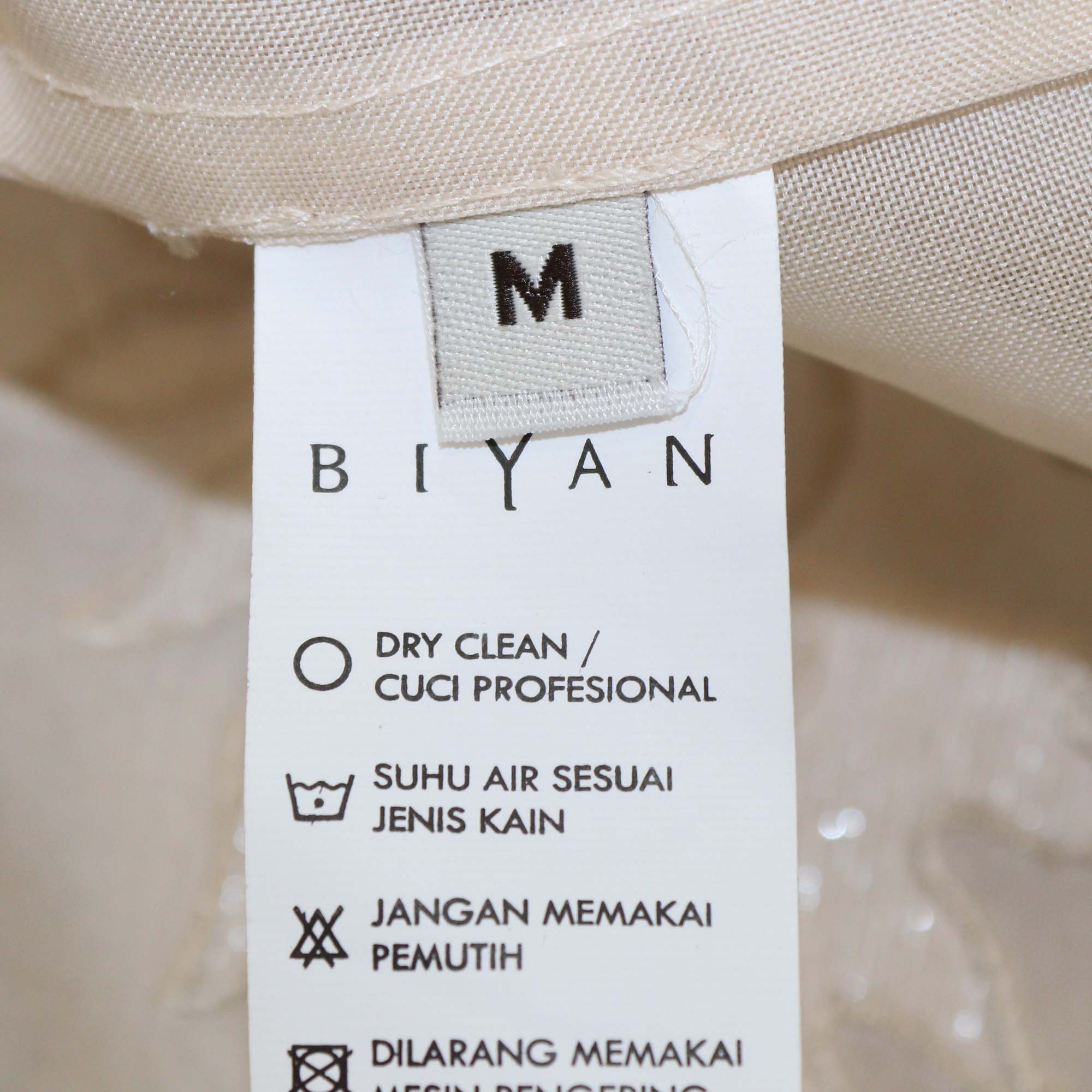 Biyan Beige Linen Beaded Detail Three Quarter Sleeve Oversized Shirt