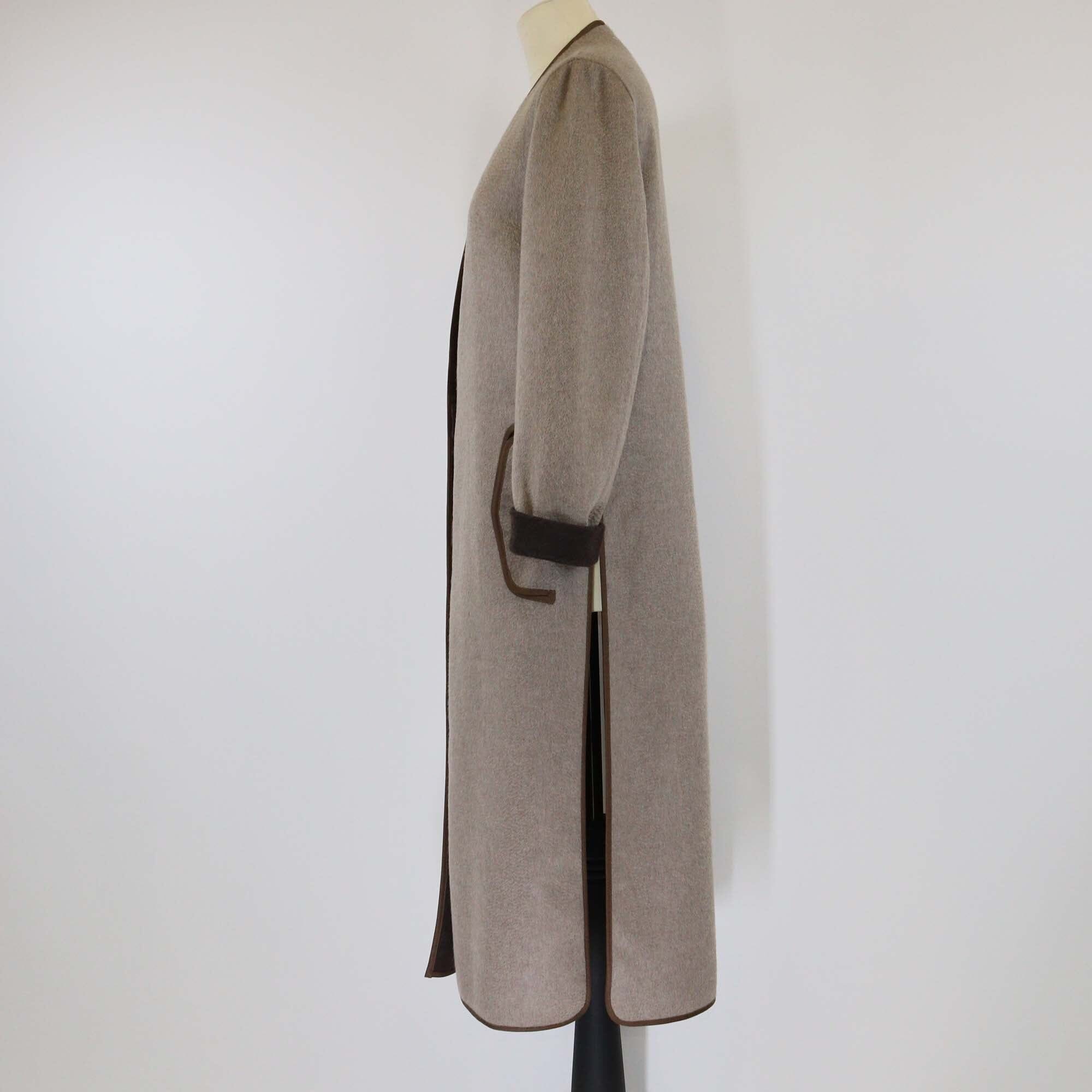 Maison Margiela Brown/Grey Cashmere Open Long Coat Womens Maison Margiela